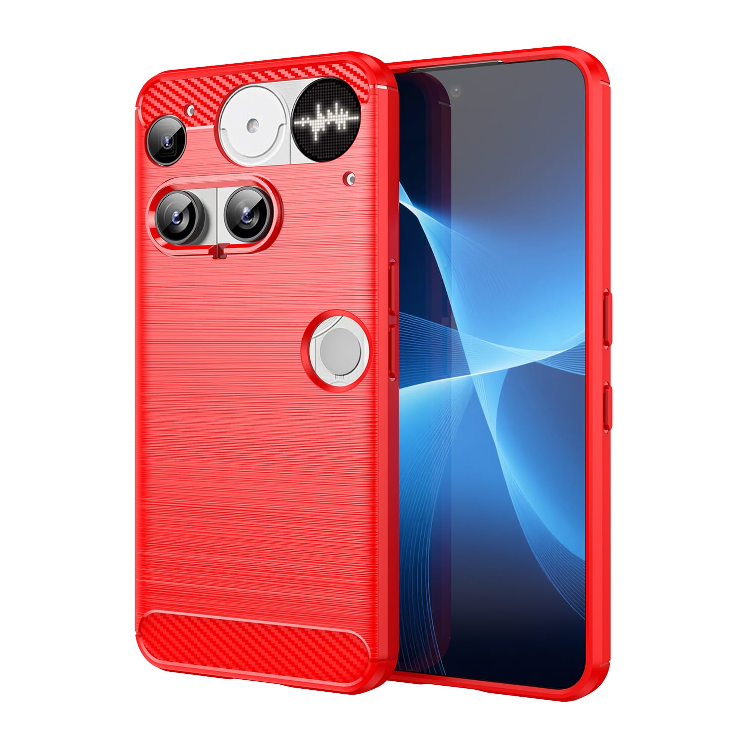 NOTHING Phone (3) Carbon Fibre TPU Case Slim Shockproof Cover Red
