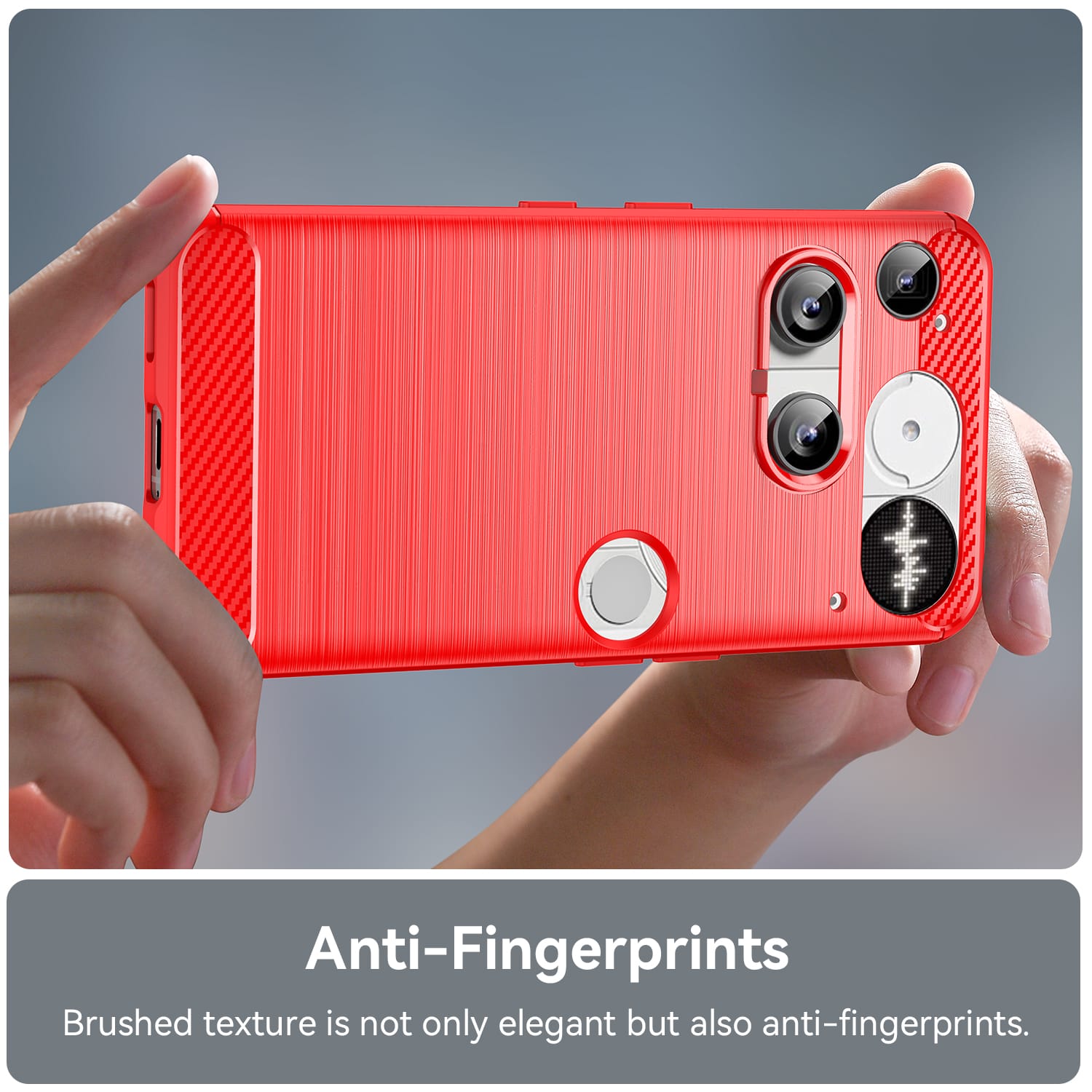 NOTHING Phone (3) Carbon Fibre TPU Case Slim Shockproof Cover Red
