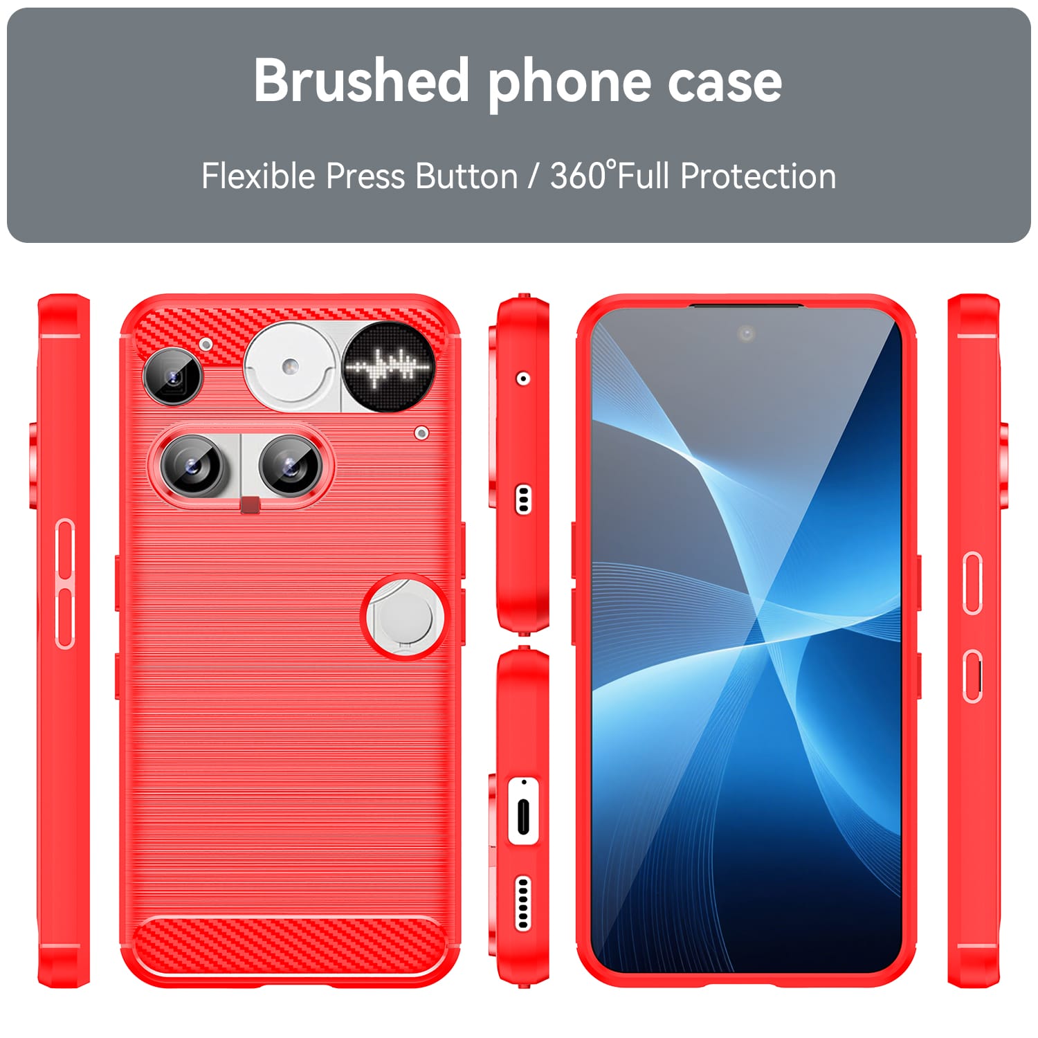 NOTHING Phone (3) Carbon Fibre TPU Case Slim Shockproof Cover Red