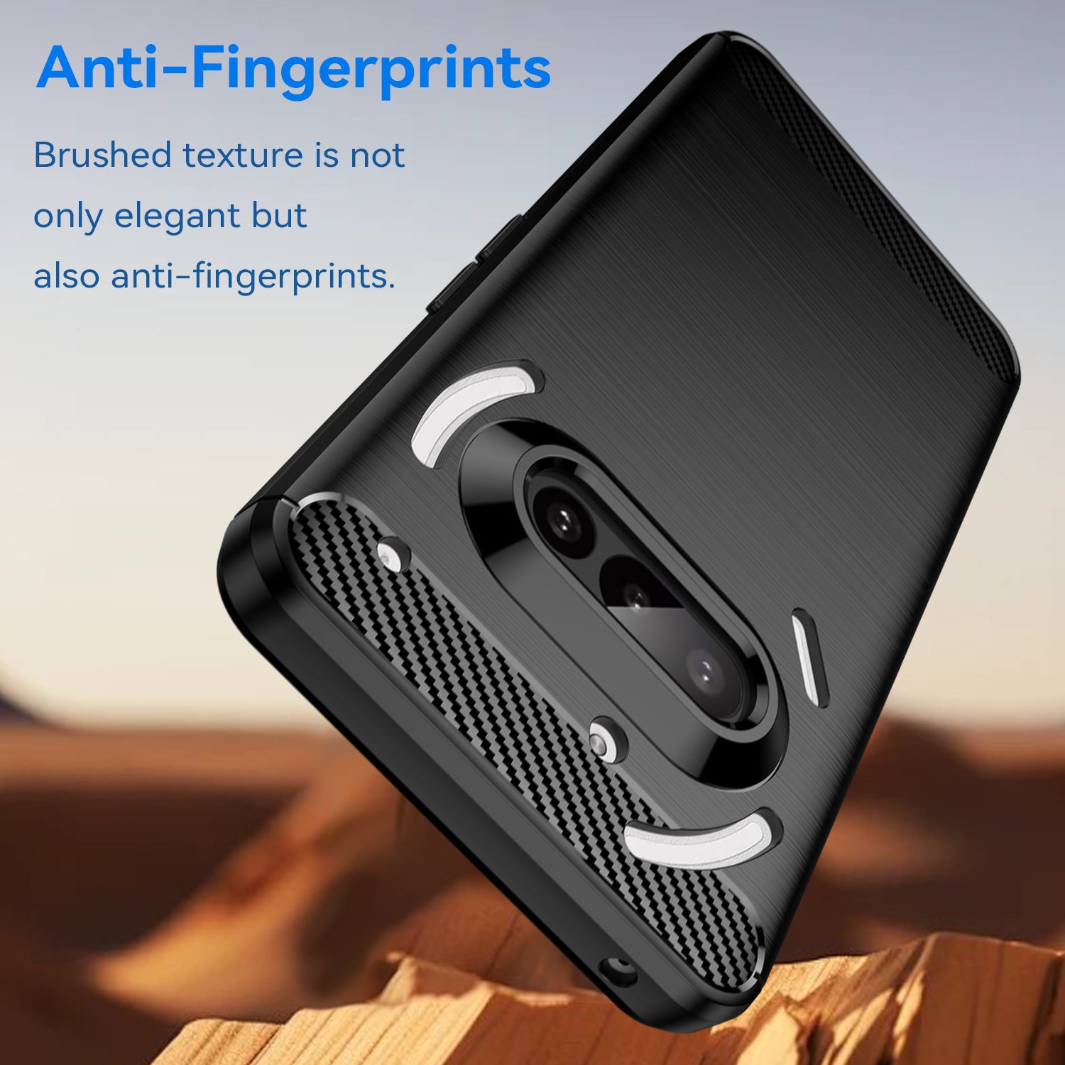 Nothing Phone (3a) Carbon Fibre TPU Case Slim Shockproof Cover Black