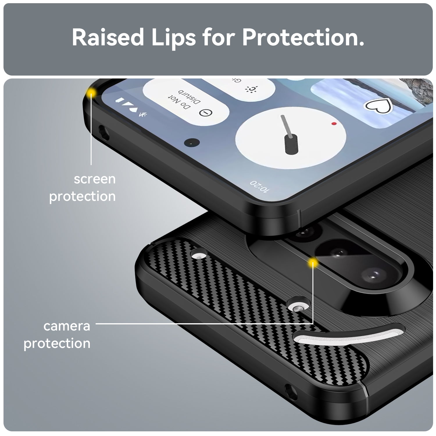 Nothing Phone (3a) Carbon Fibre TPU Case Slim Shockproof Cover Black