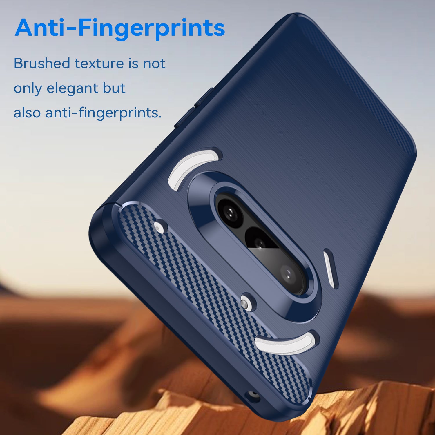 Nothing Phone (3a) Carbon Fibre TPU Case Slim Shockproof Cover Navy