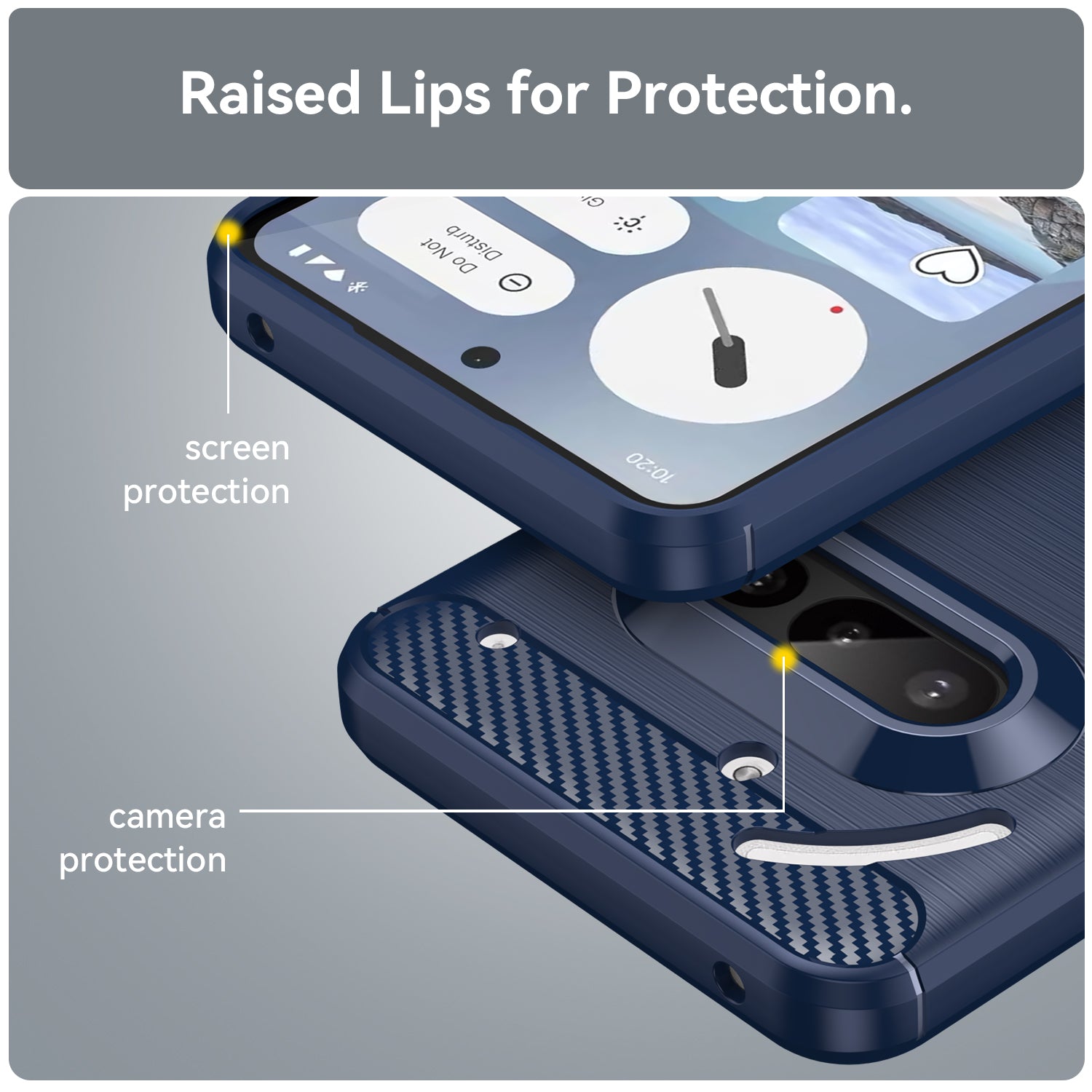 Nothing Phone (3a) Carbon Fibre TPU Case Slim Shockproof Cover Navy