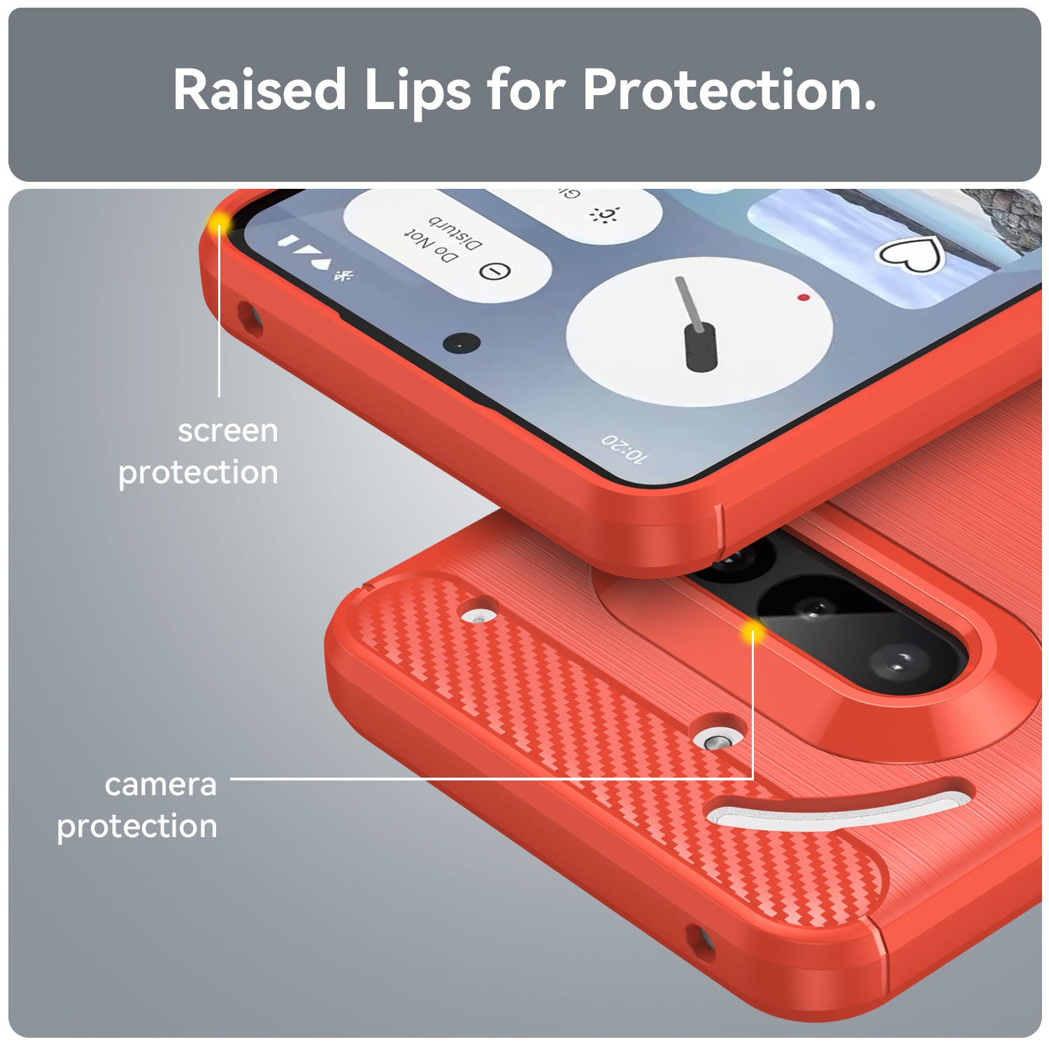 Nothing Phone (3a) Carbon Fibre TPU Case Slim Shockproof Cover Red