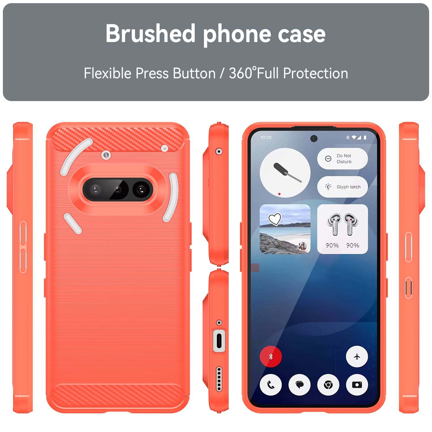 Nothing Phone (3a) Carbon Fibre TPU Case Slim Shockproof Cover Red