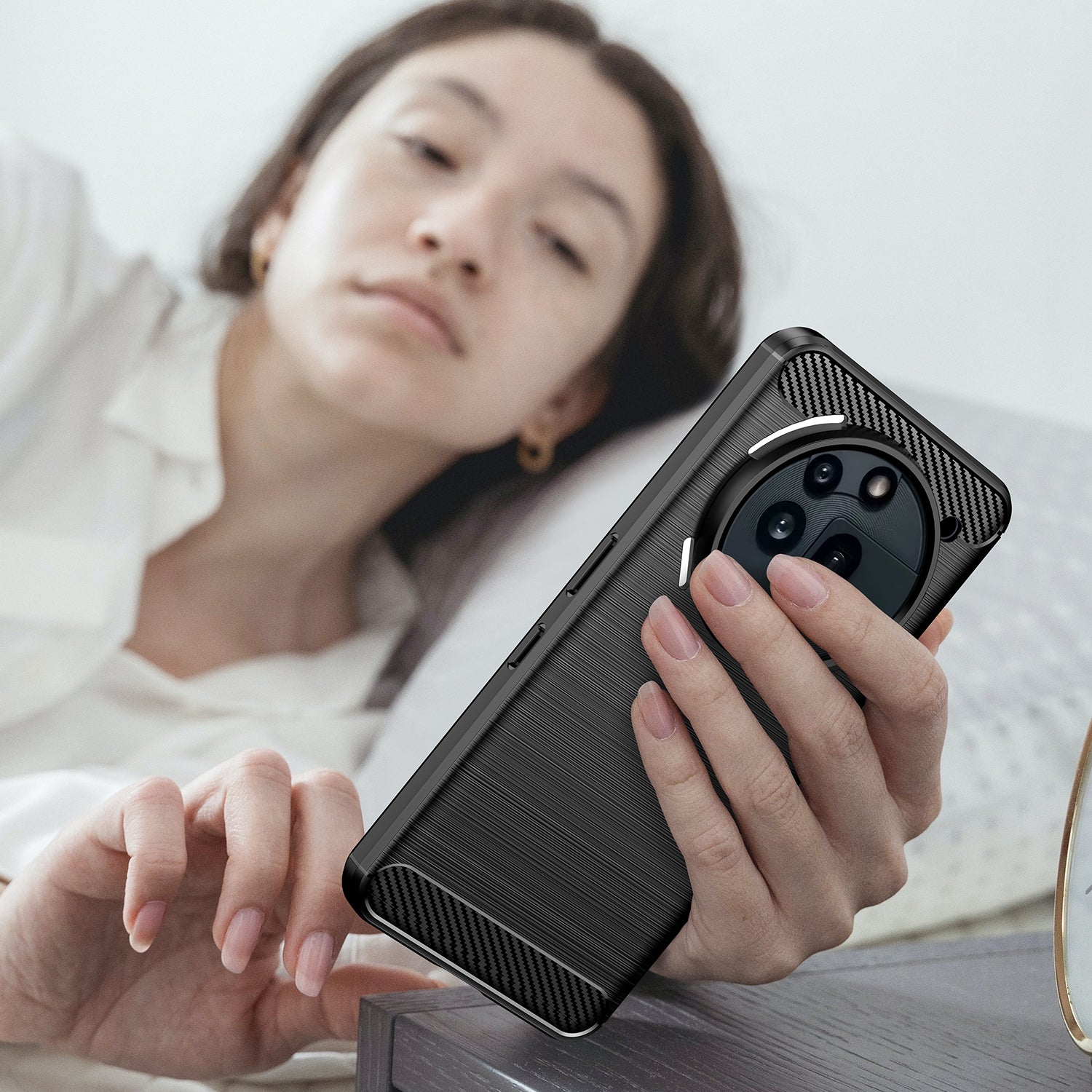 Nothing Phone (3a) Pro Carbon Fibre TPU Case Slim Shockproof Cover Black