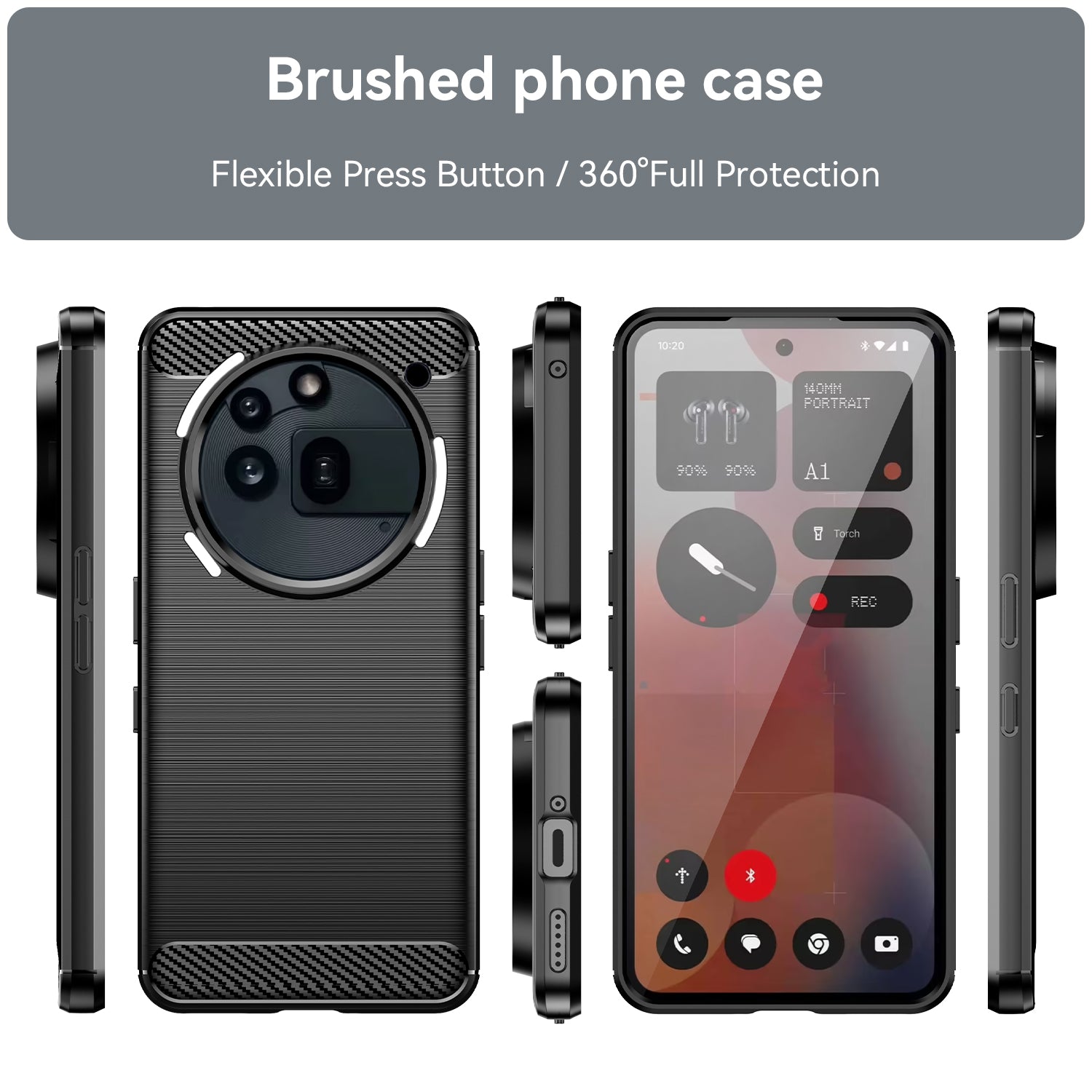 Nothing Phone (3a) Pro Carbon Fibre TPU Case Slim Shockproof Cover Black