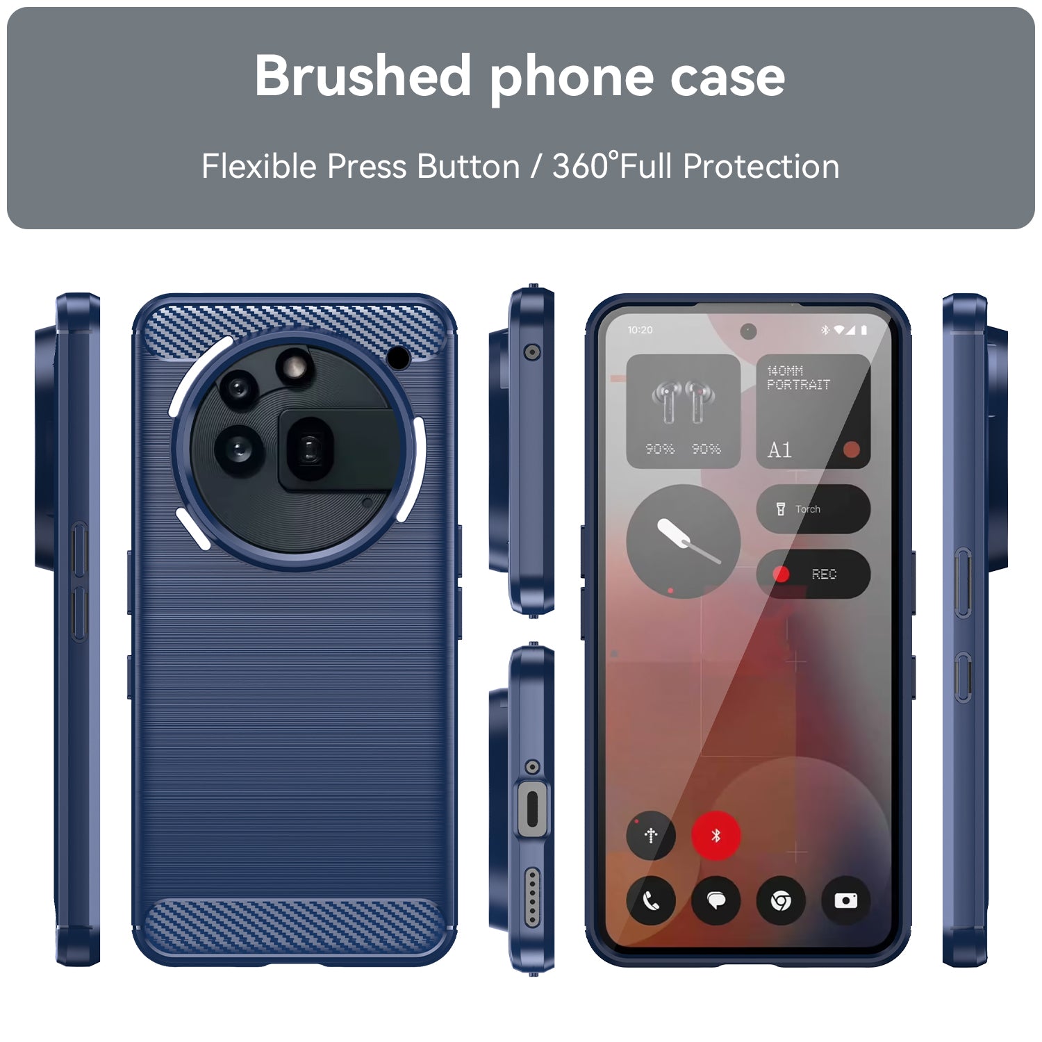 Nothing Phone (3a) Pro Carbon Fibre TPU Case Slim Shockproof Cover Navy