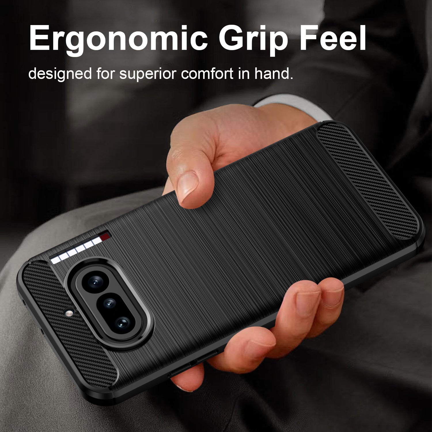 NOTHING Phone (4a) Carbon Fibre TPU Case Slim Shockproof Cover Black