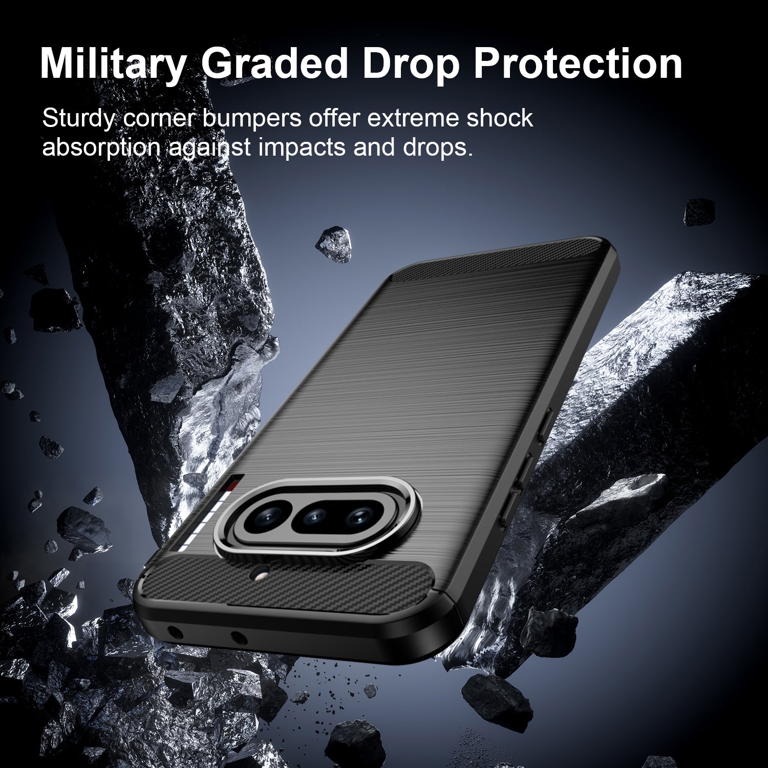 NOTHING Phone (4a) Carbon Fibre TPU Case Slim Shockproof Cover Black