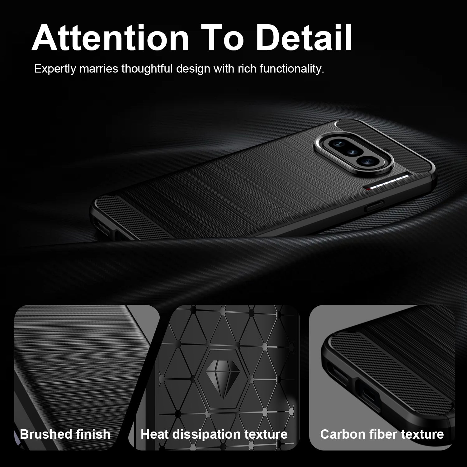 NOTHING Phone (4a) Carbon Fibre TPU Case Slim Shockproof Cover Black