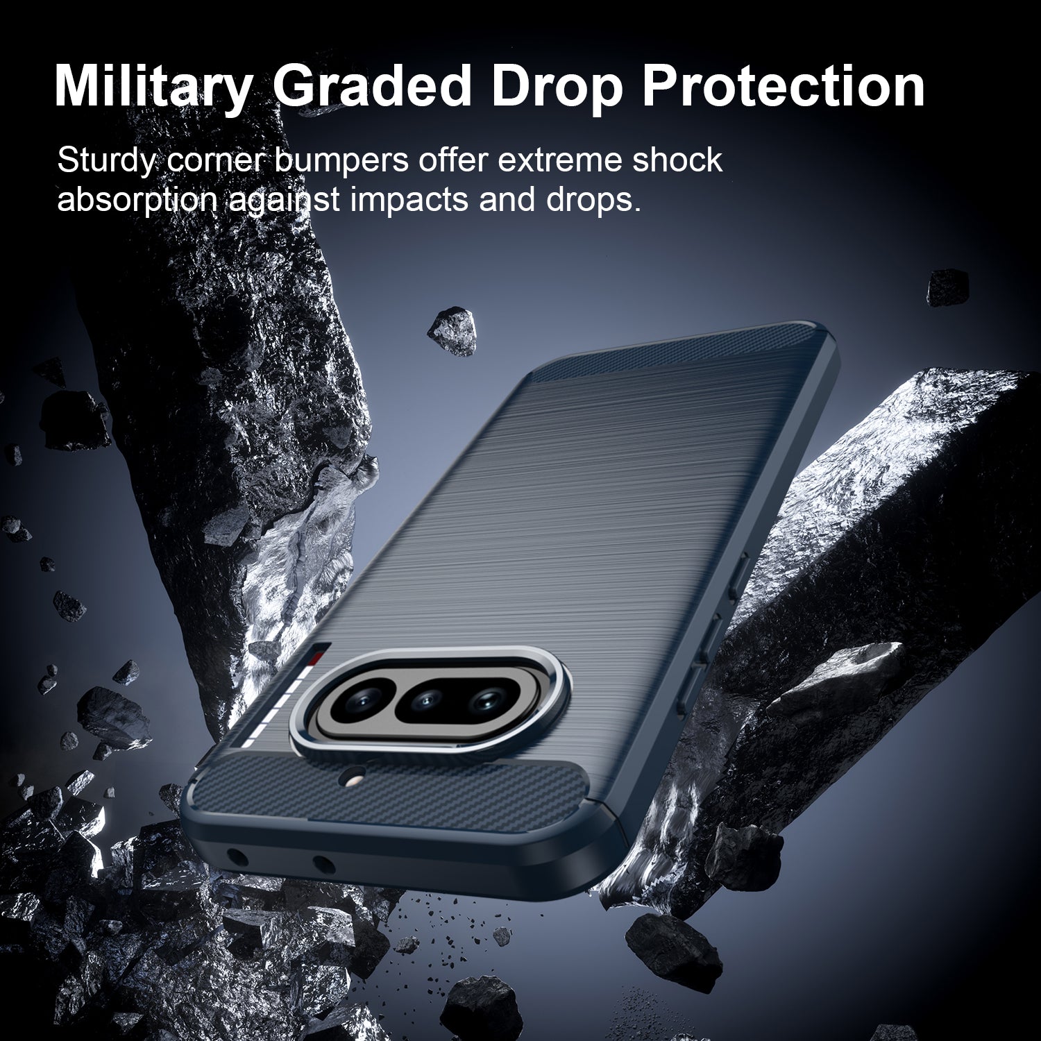 NOTHING Phone (4a) Carbon Fibre TPU Case Slim Shockproof Cover Navy