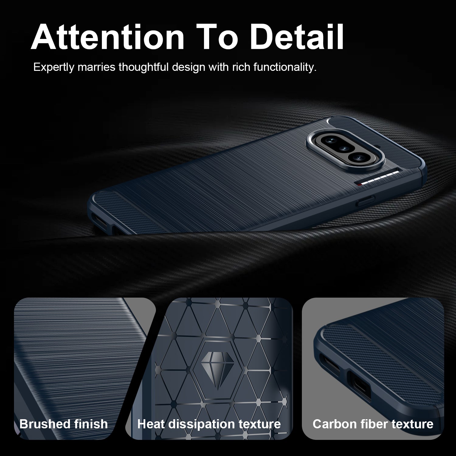 NOTHING Phone (4a) Carbon Fibre TPU Case Slim Shockproof Cover Navy