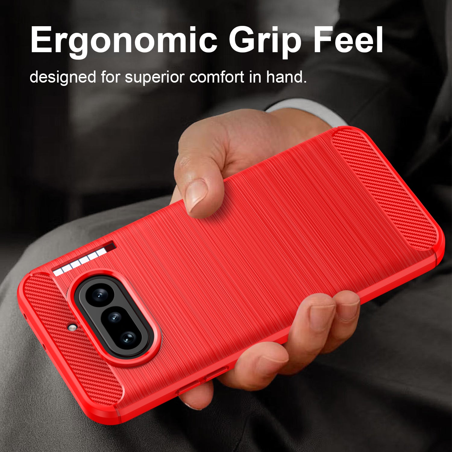 NOTHING Phone (4a) Carbon Fibre TPU Case Slim Shockproof Cover Red