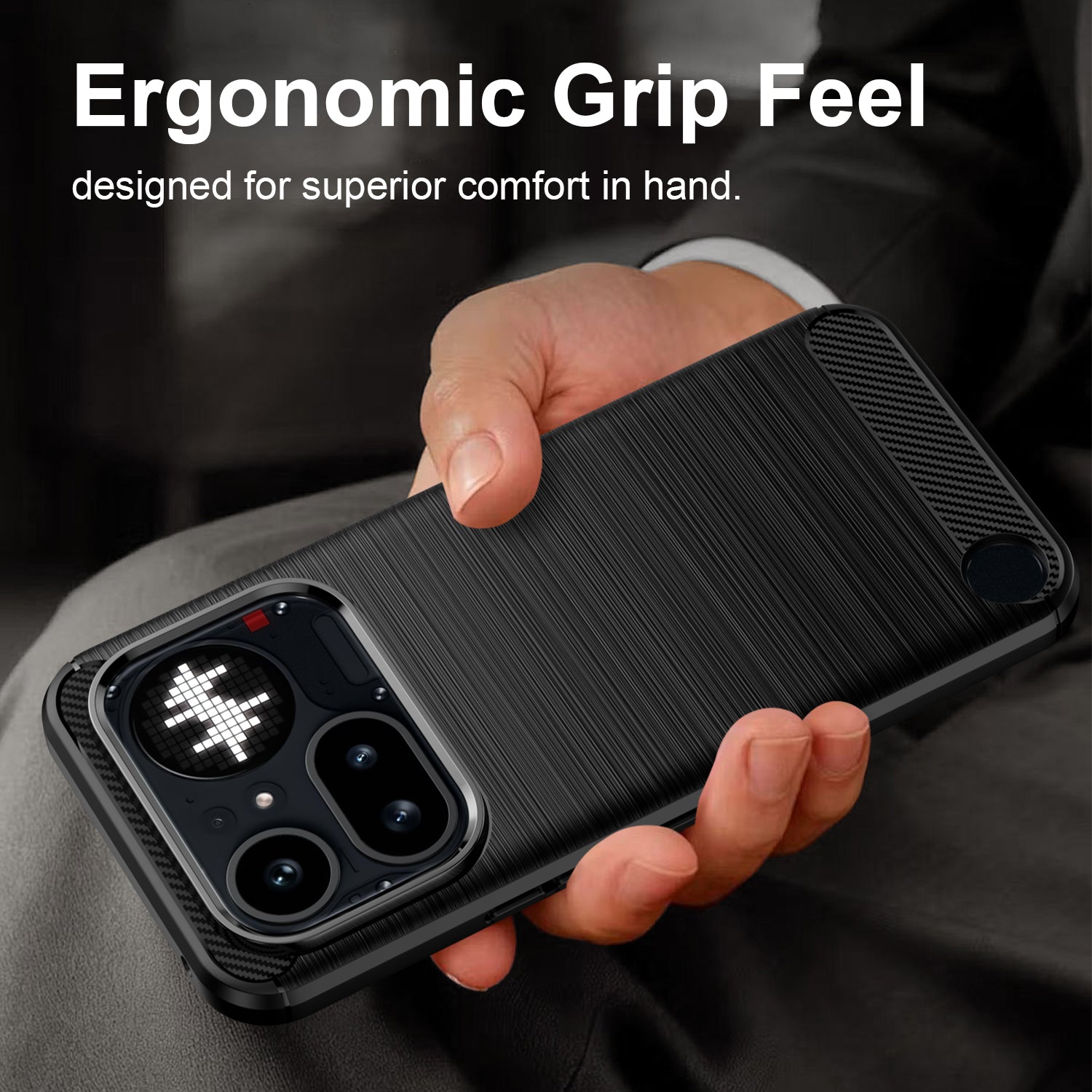 Nothing Phone (4a) Pro Carbon Fibre TPU Case Slim Shockproof Cover Black
