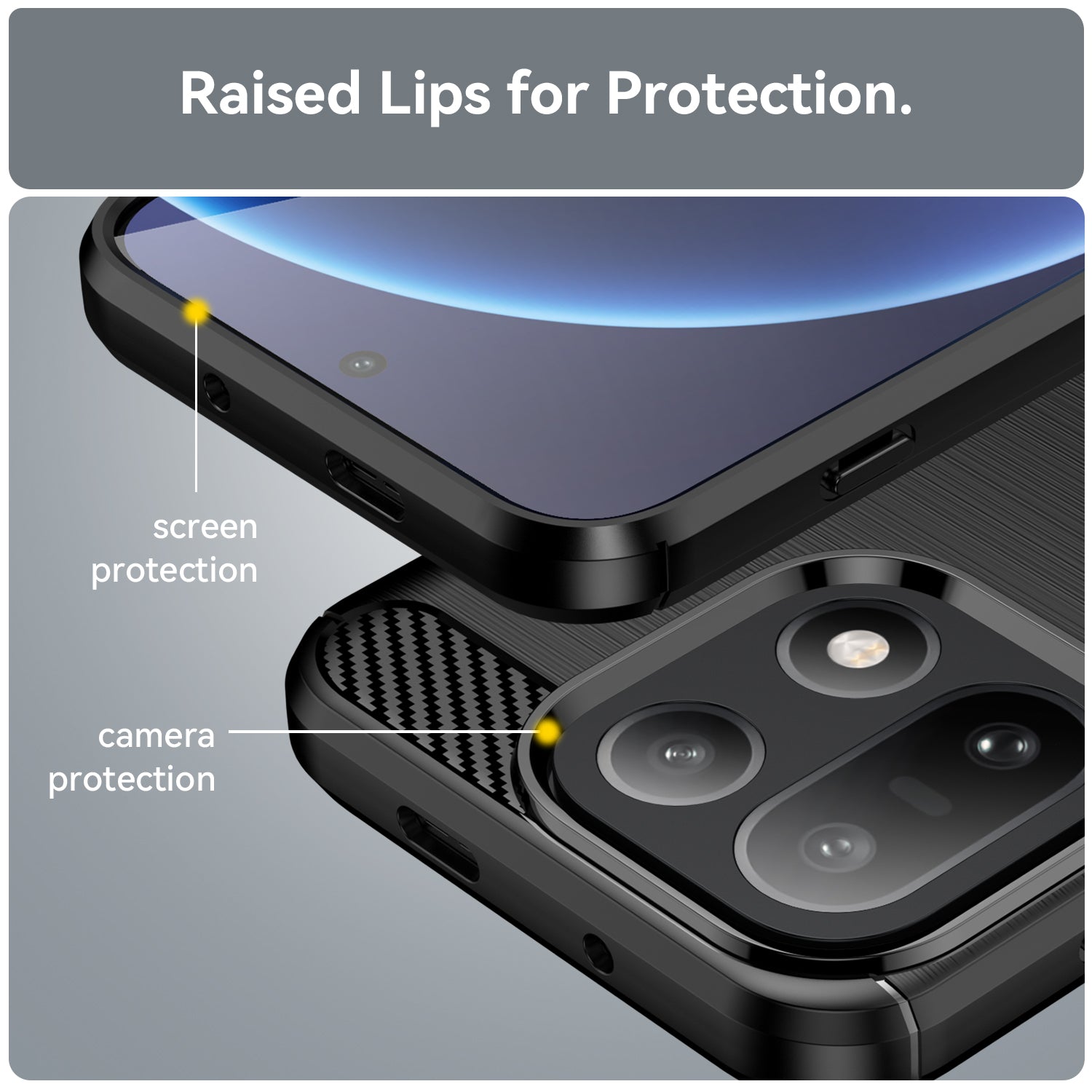 OnePlus 15 Carbon Fibre TPU Case Slim Shockproof Cover Black