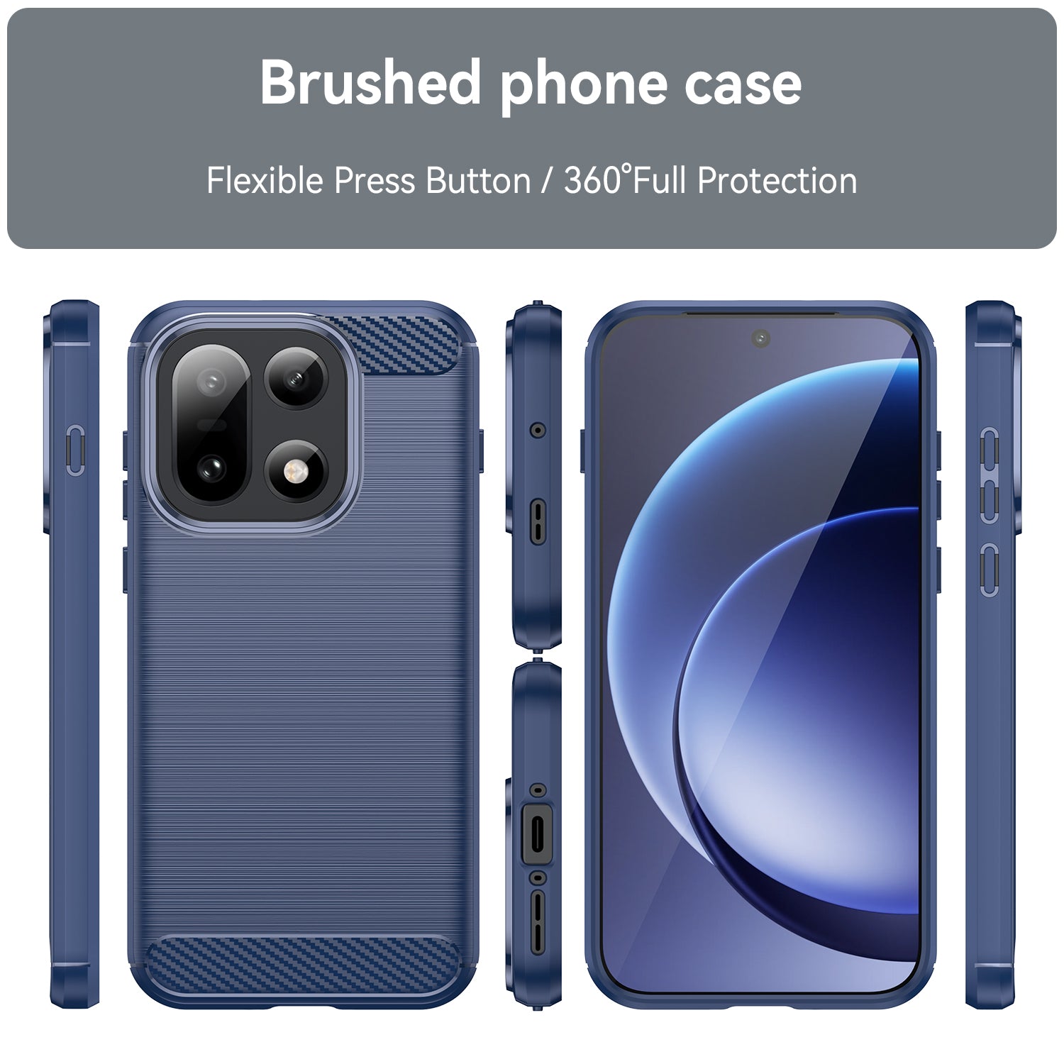 OnePlus 15 Carbon Fibre TPU Case Slim Shockproof Cover Navy