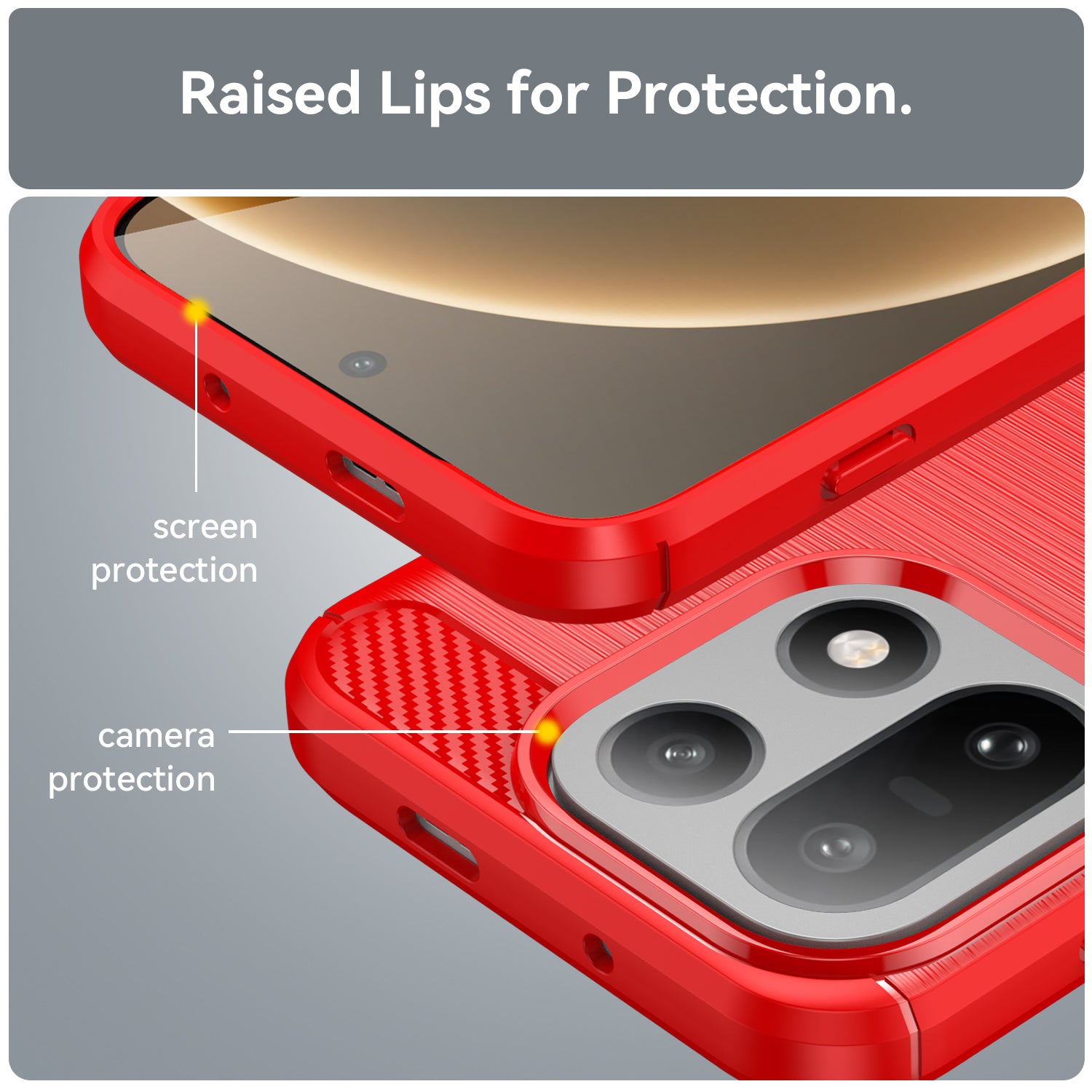 OnePlus 15 Carbon Fibre TPU Case Slim Shockproof Cover Red