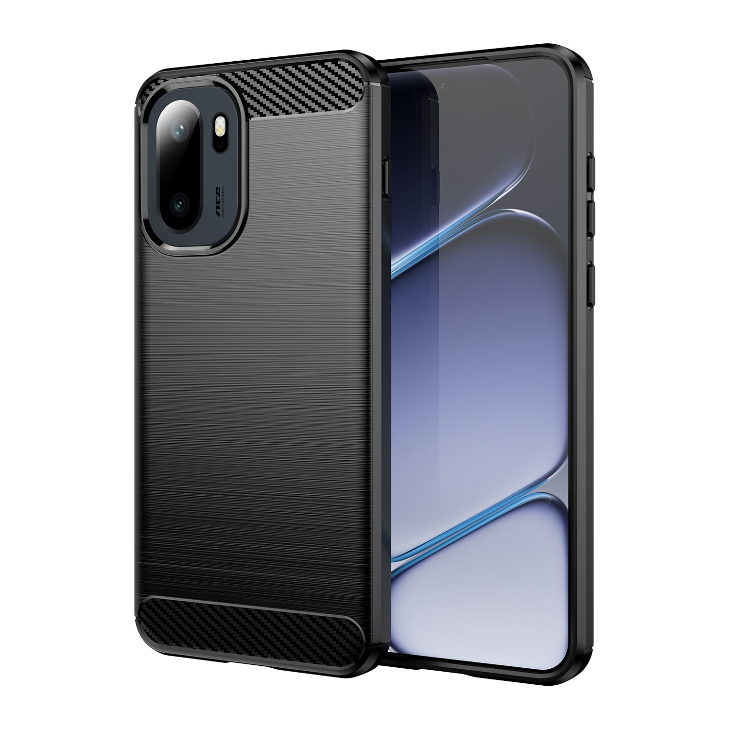 OnePlus 15R Carbon Fibre TPU Case Slim Shockproof Cover Black