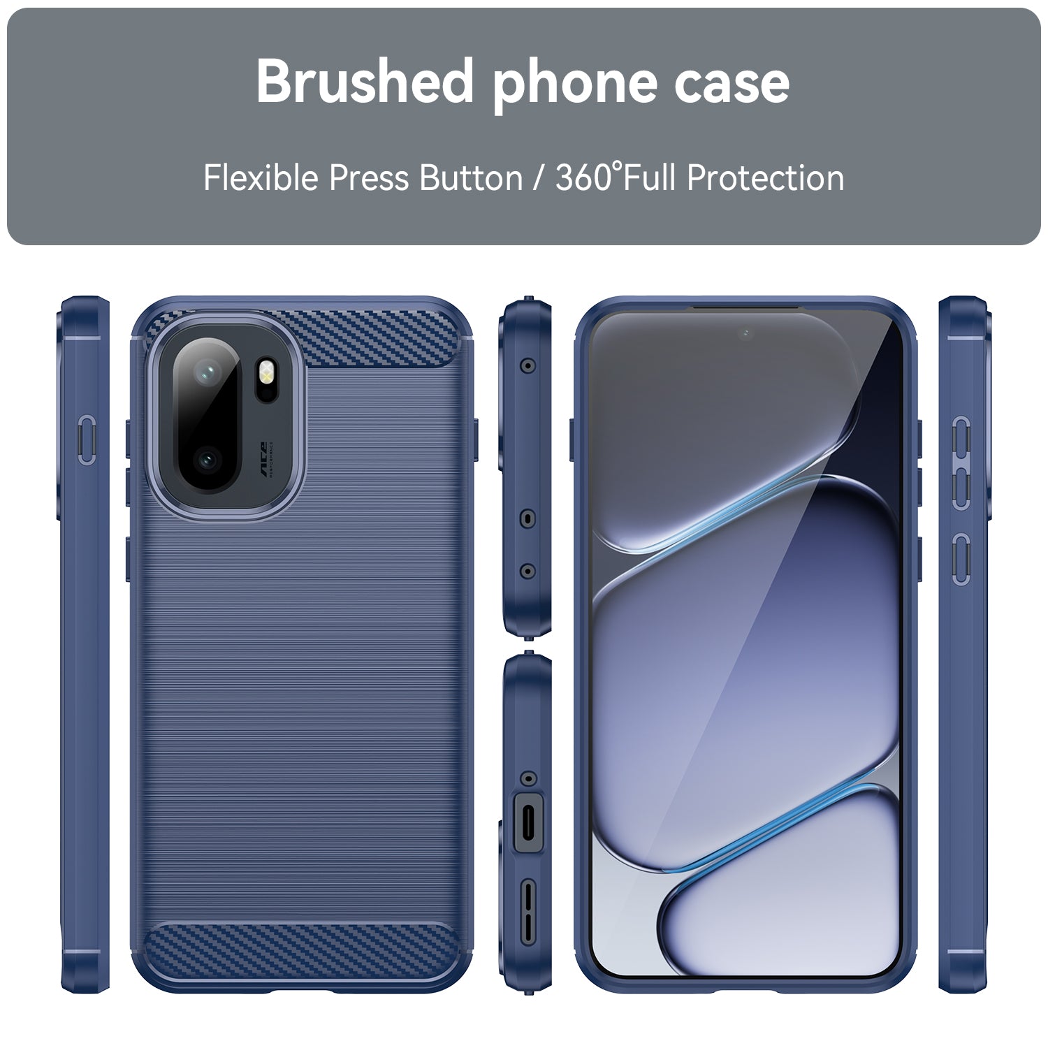 OnePlus 15R Carbon Fibre TPU Case Slim Shockproof Cover Navy