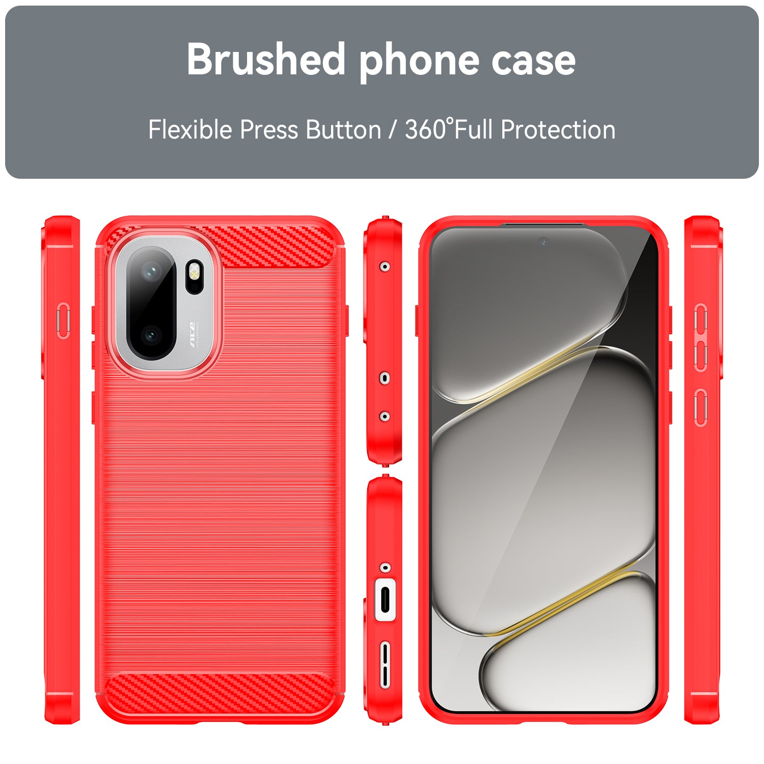 OnePlus 15R Carbon Fibre TPU Case Slim Shockproof Cover Red