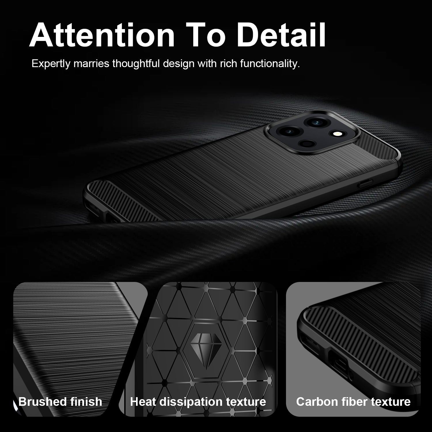 OnePlus Nord 6 / OnePlus Nord CE6 Carbon Fibre TPU Case Slim Shockproof Cover Black