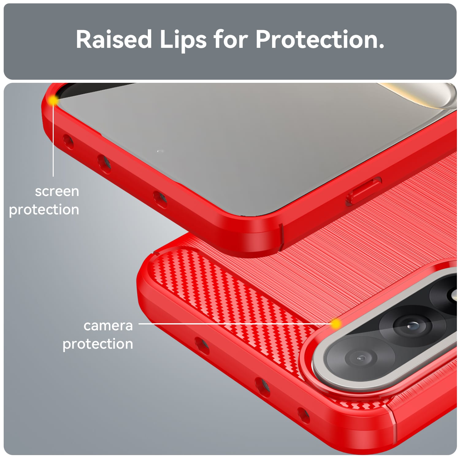 OnePlus Nord 5 Carbon Fibre TPU Case Slim Shockproof Cover Red