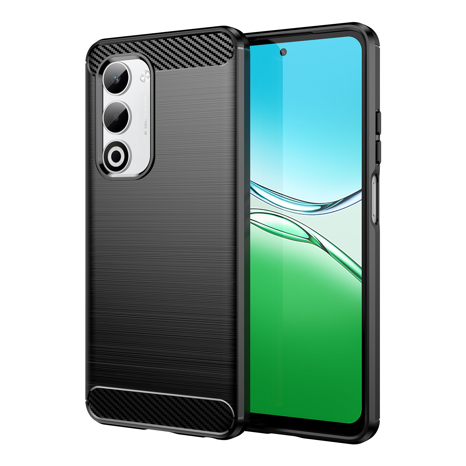 OPPO A5 Carbon Fibre TPU Case Slim Shockproof Cover Black