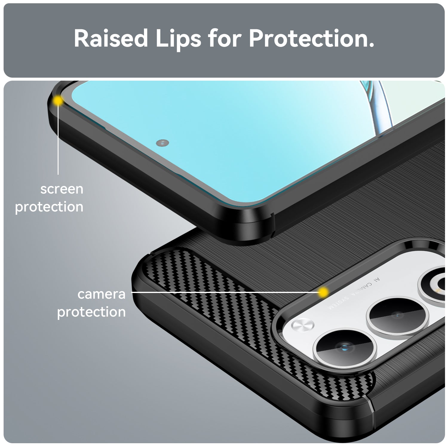 OPPO A5 Carbon Fibre TPU Case Slim Shockproof Cover Black