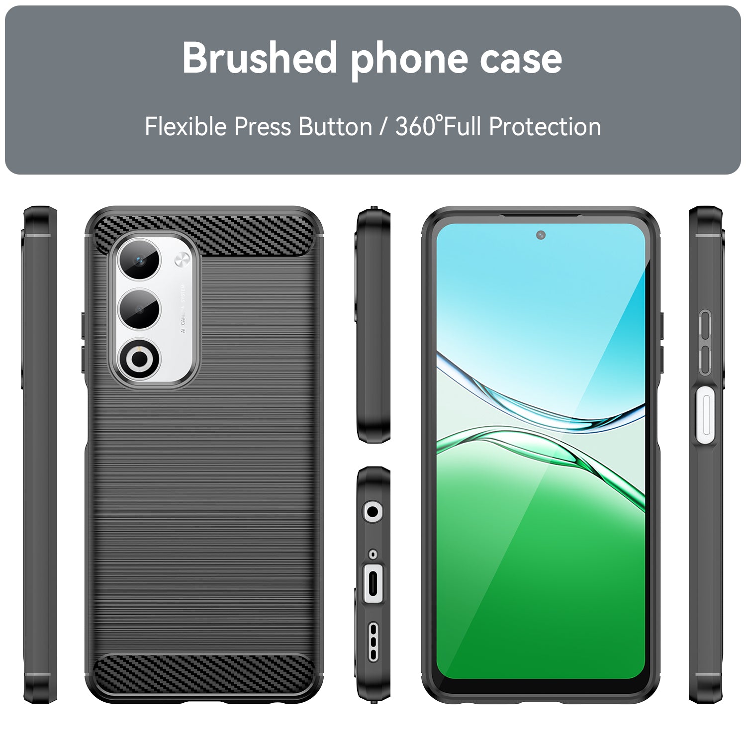 OPPO A5 Carbon Fibre TPU Case Slim Shockproof Cover Black