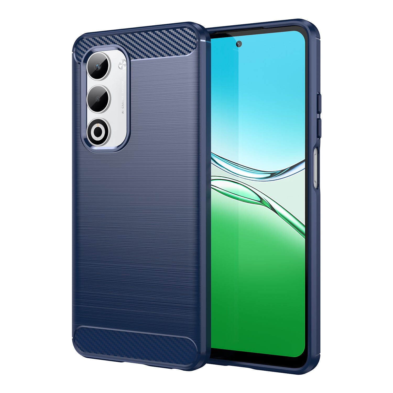 OPPO A5 Carbon Fibre TPU Case Slim Shockproof Cover Navy