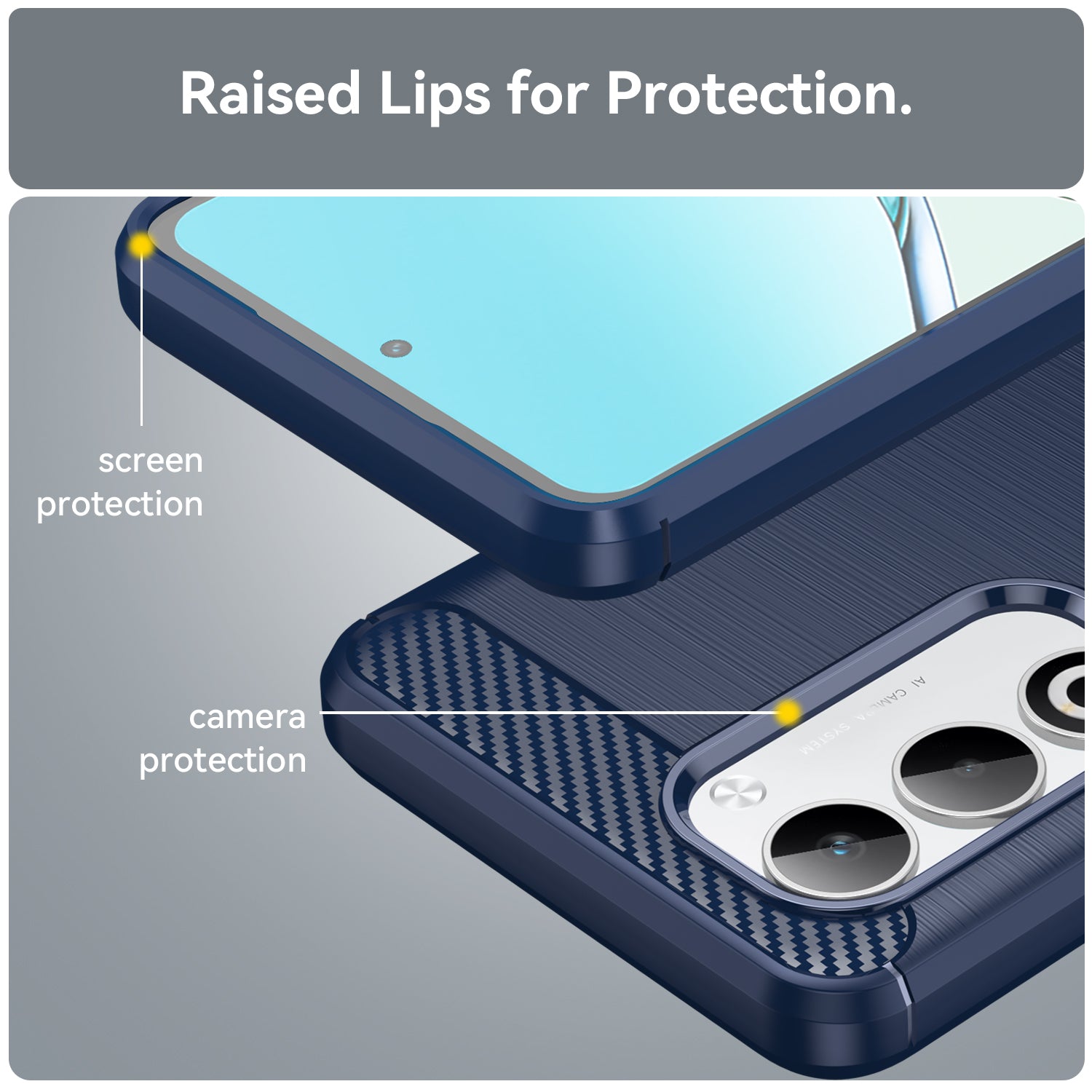 OPPO A5 Carbon Fibre TPU Case Slim Shockproof Cover Navy