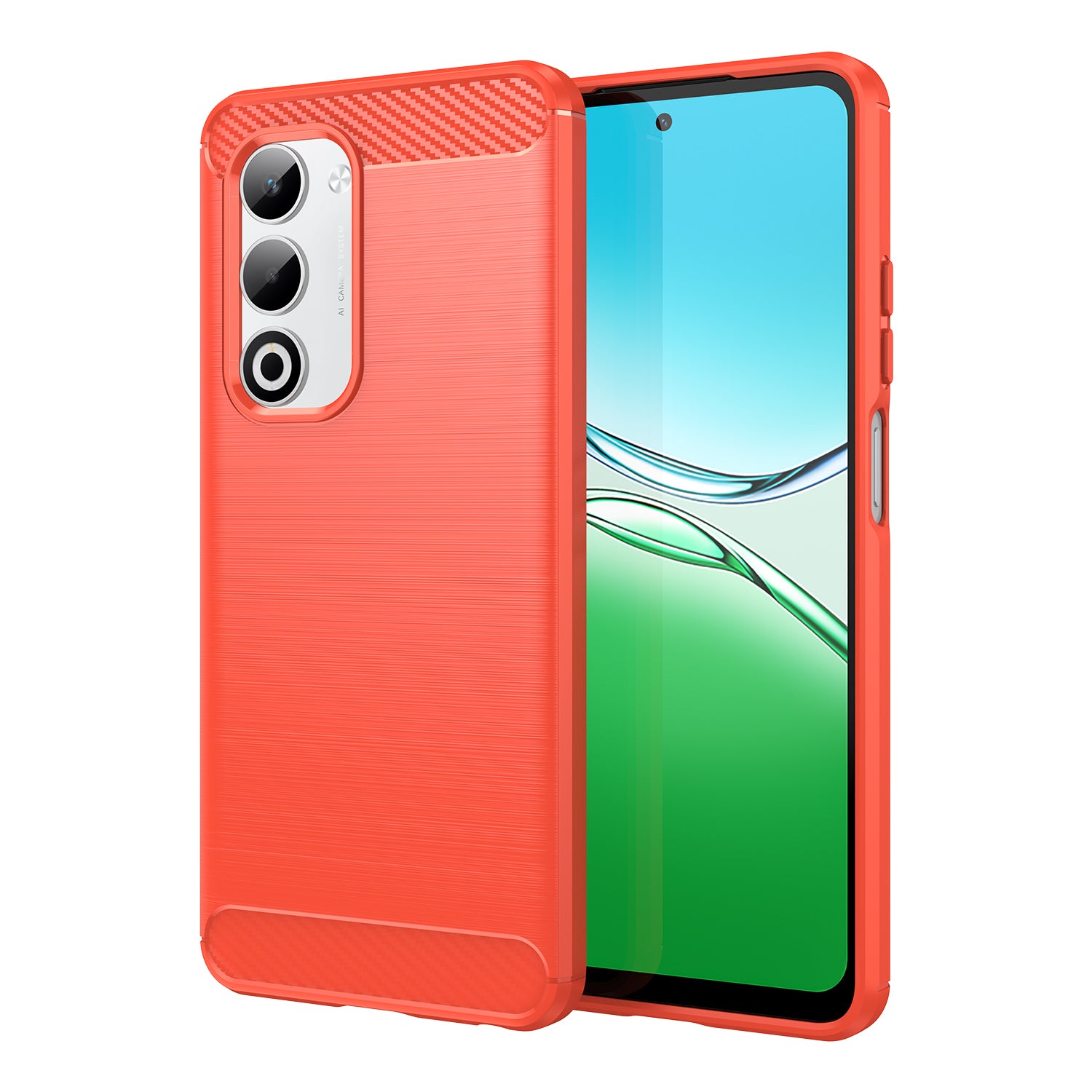 OPPO A5 Carbon Fibre TPU Case Slim Shockproof Cover Red