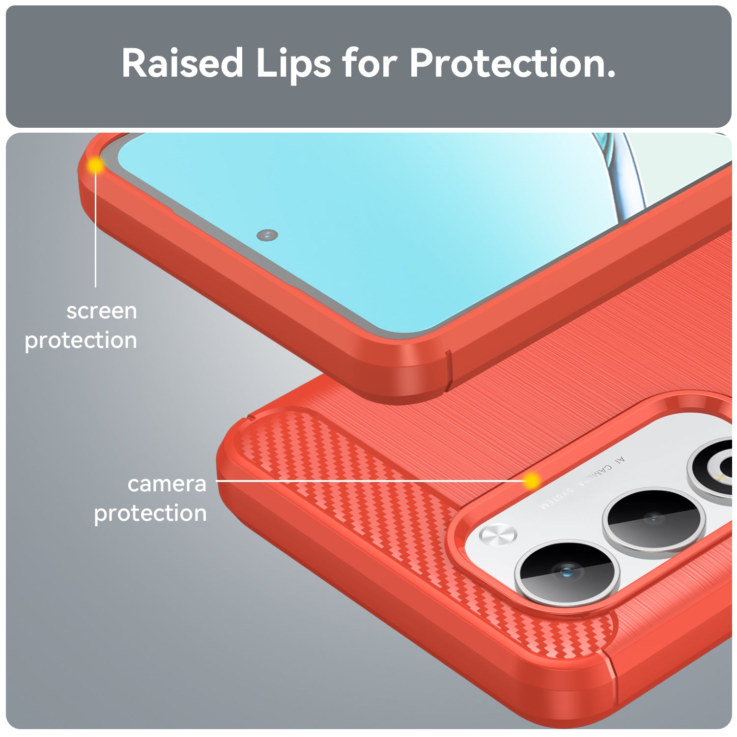OPPO A5 Carbon Fibre TPU Case Slim Shockproof Cover Red