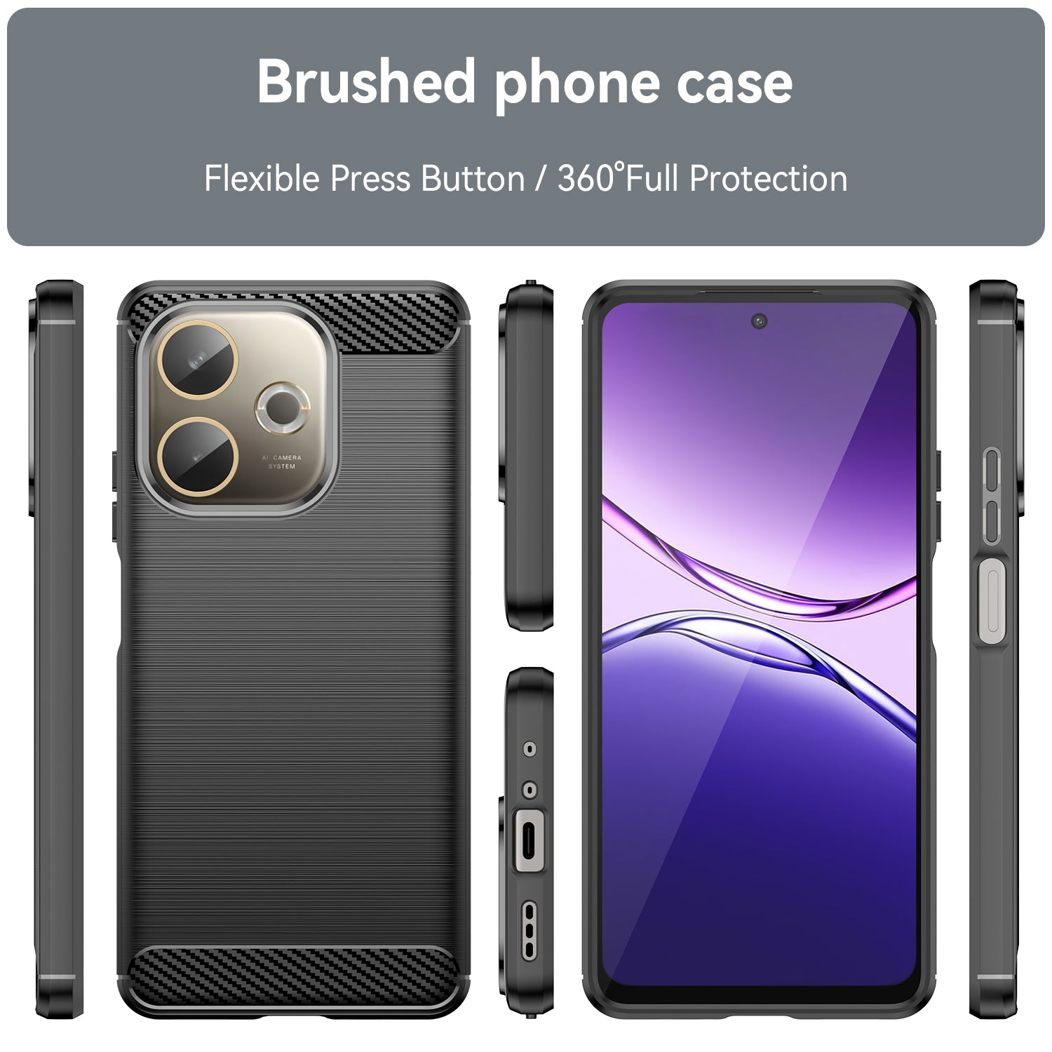 OPPO A5 Pro 5G Carbon Fibre TPU Case Slim Shockproof Cover Black