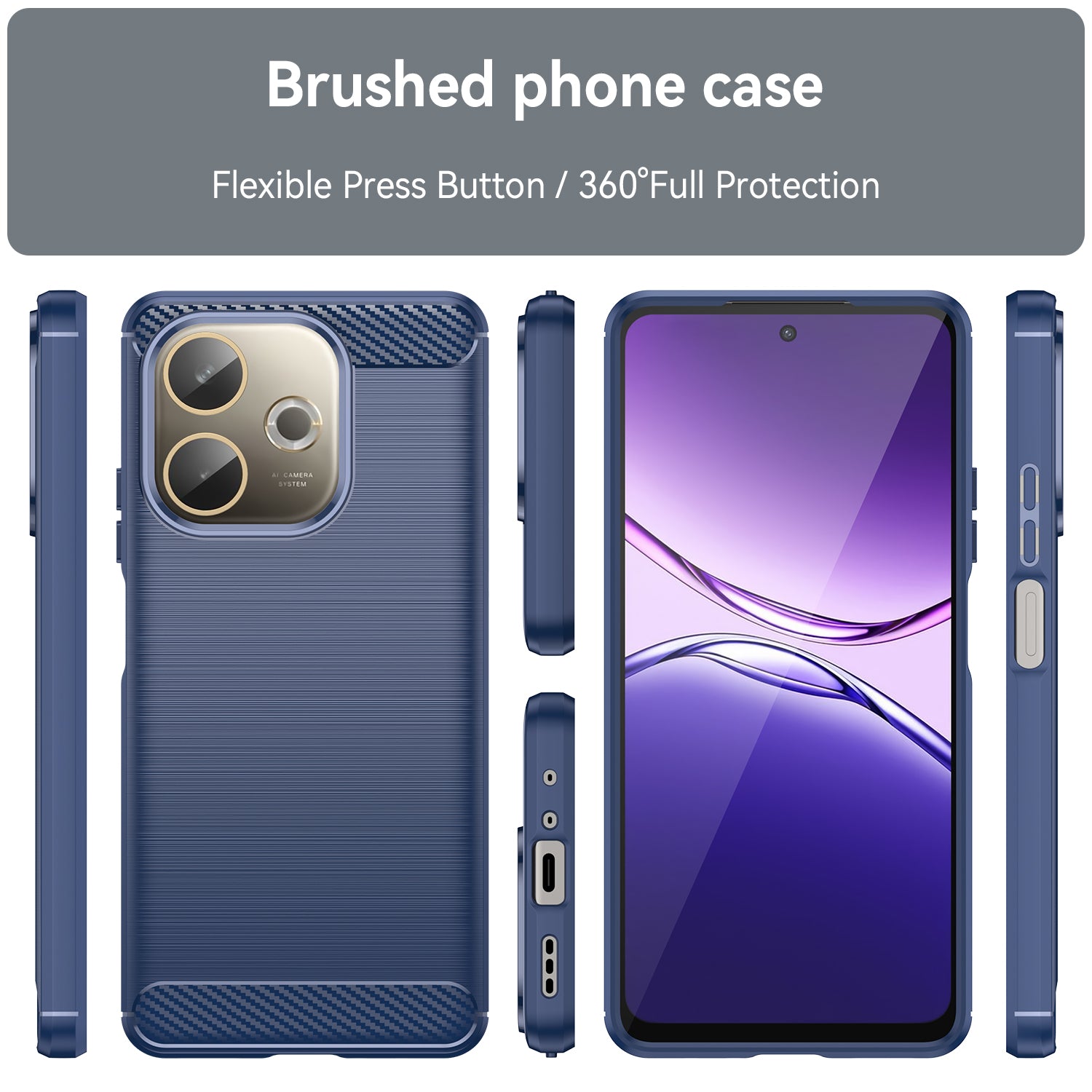 OPPO A5 Pro 5G Carbon Fibre TPU Case Slim Shockproof Cover Navy