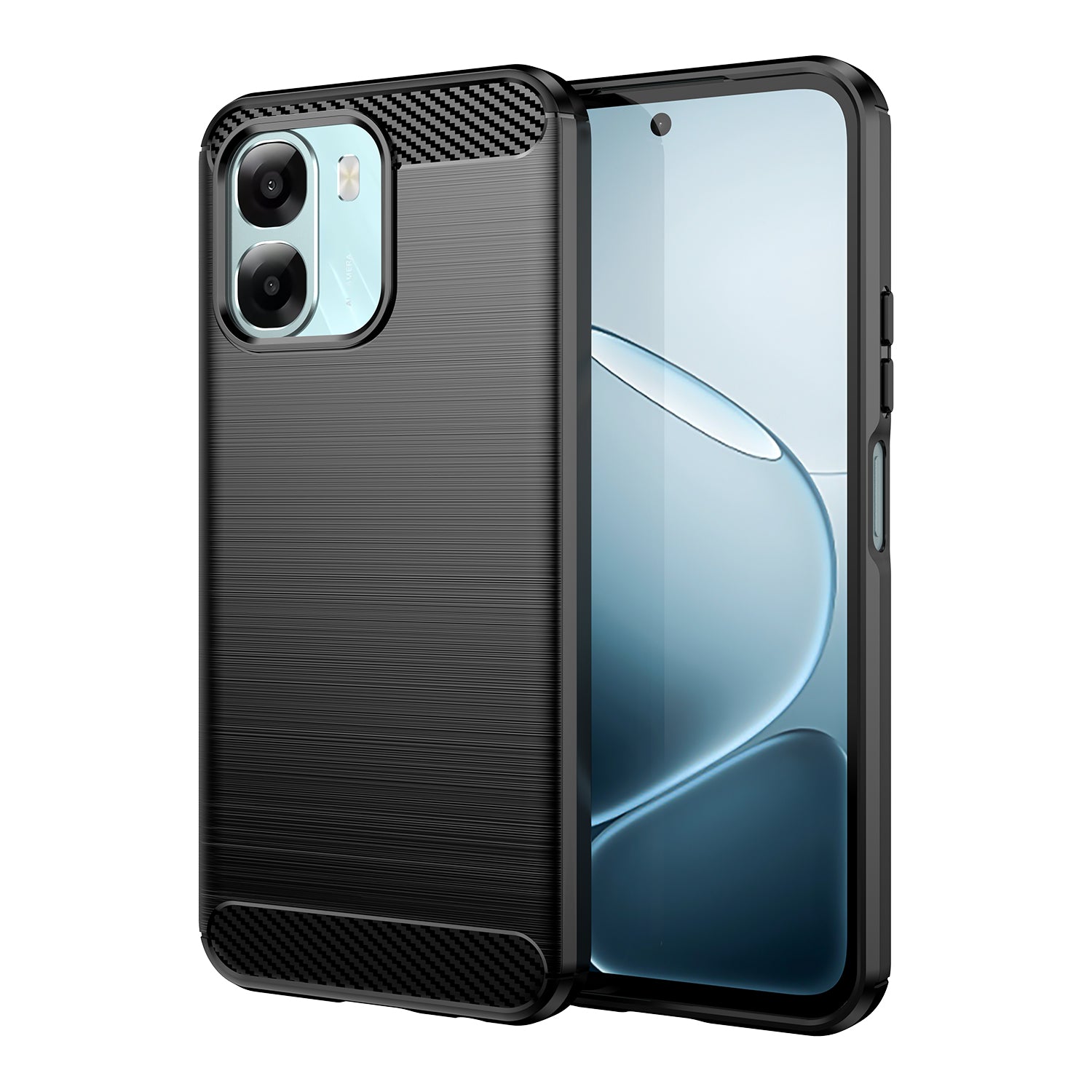 OPPO A6x Carbon Fibre TPU Case Slim Shockproof Cover Black