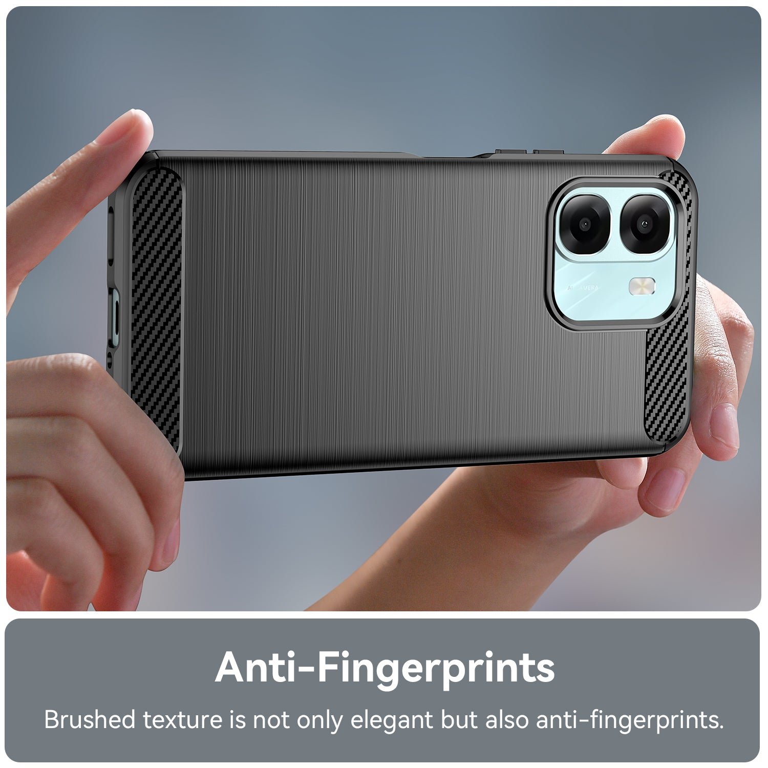 OPPO A6x Carbon Fibre TPU Case Slim Shockproof Cover Black