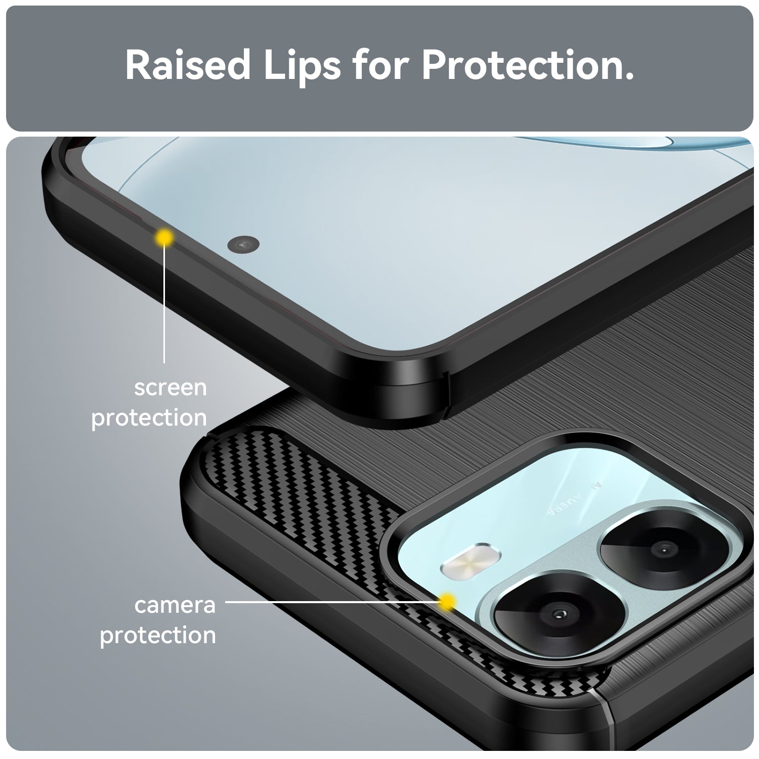 OPPO A6x Carbon Fibre TPU Case Slim Shockproof Cover Black