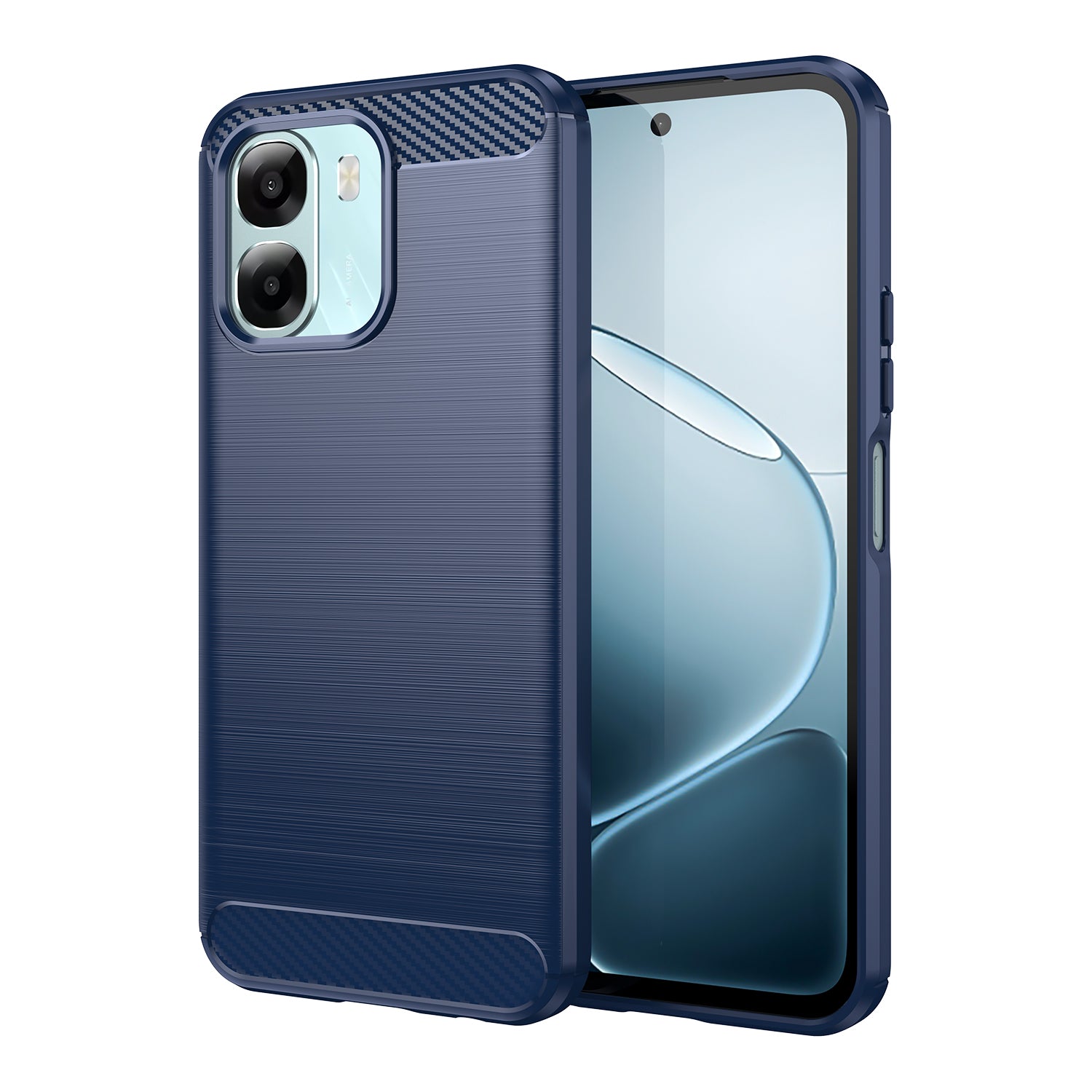 OPPO A6x Carbon Fibre TPU Case Slim Shockproof Cover Navy