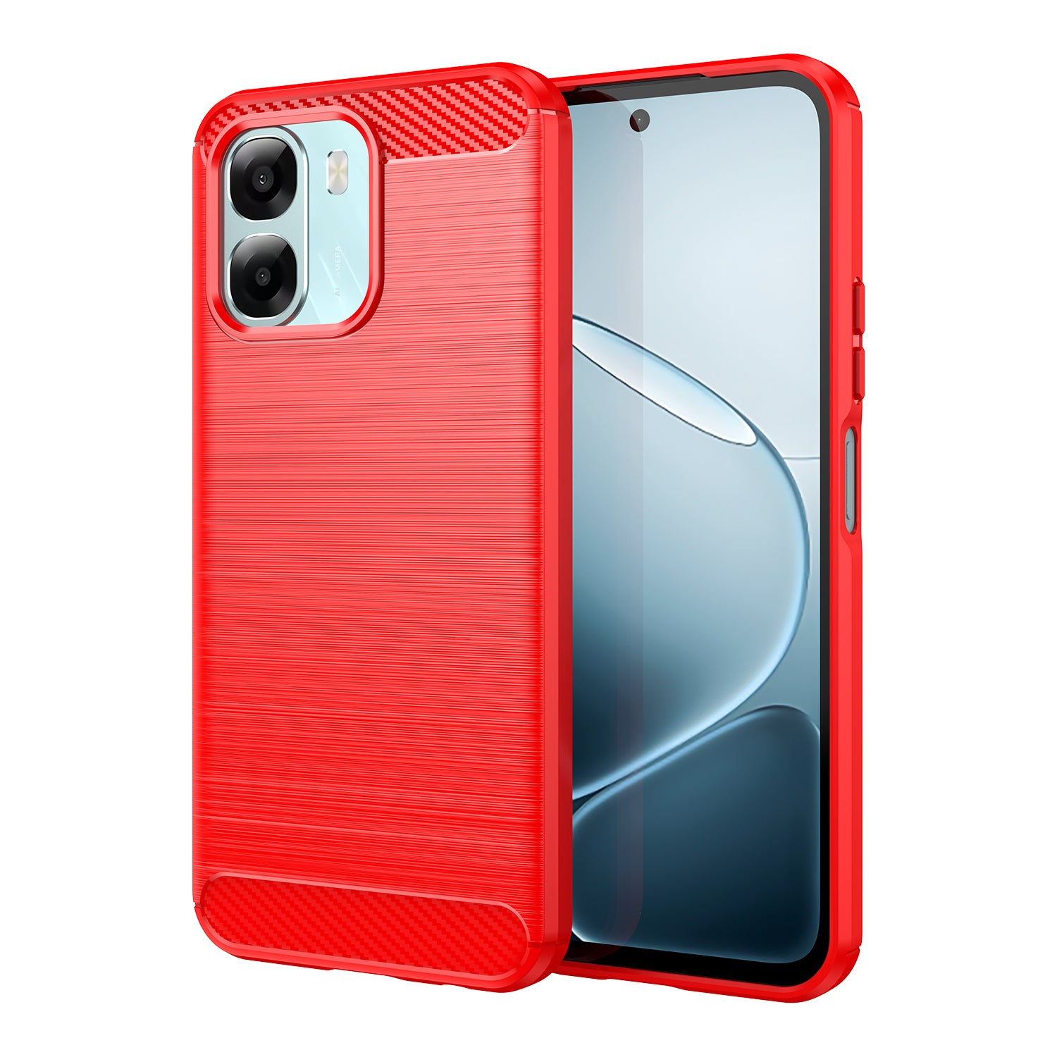 OPPO A6x Carbon Fibre TPU Case Slim Shockproof Cover Red