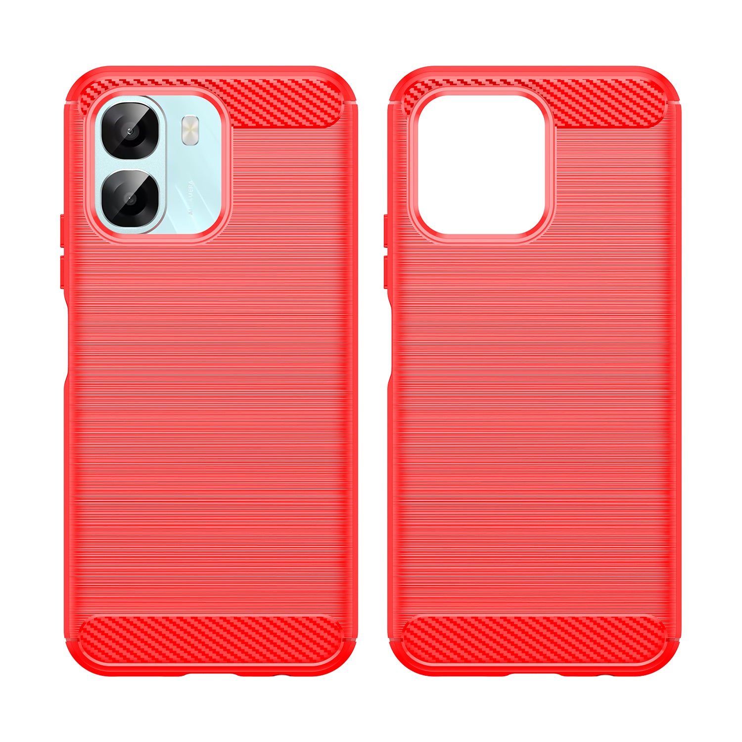 OPPO A6x Carbon Fibre TPU Case Slim Shockproof Cover Red