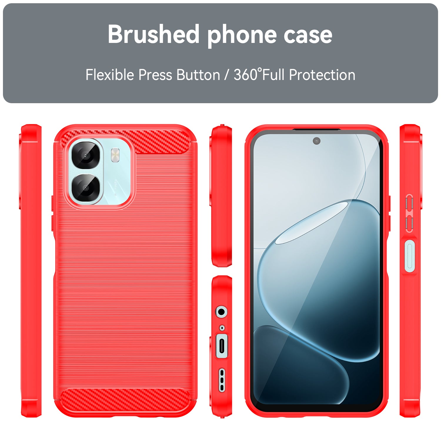 OPPO A6x Carbon Fibre TPU Case Slim Shockproof Cover Red