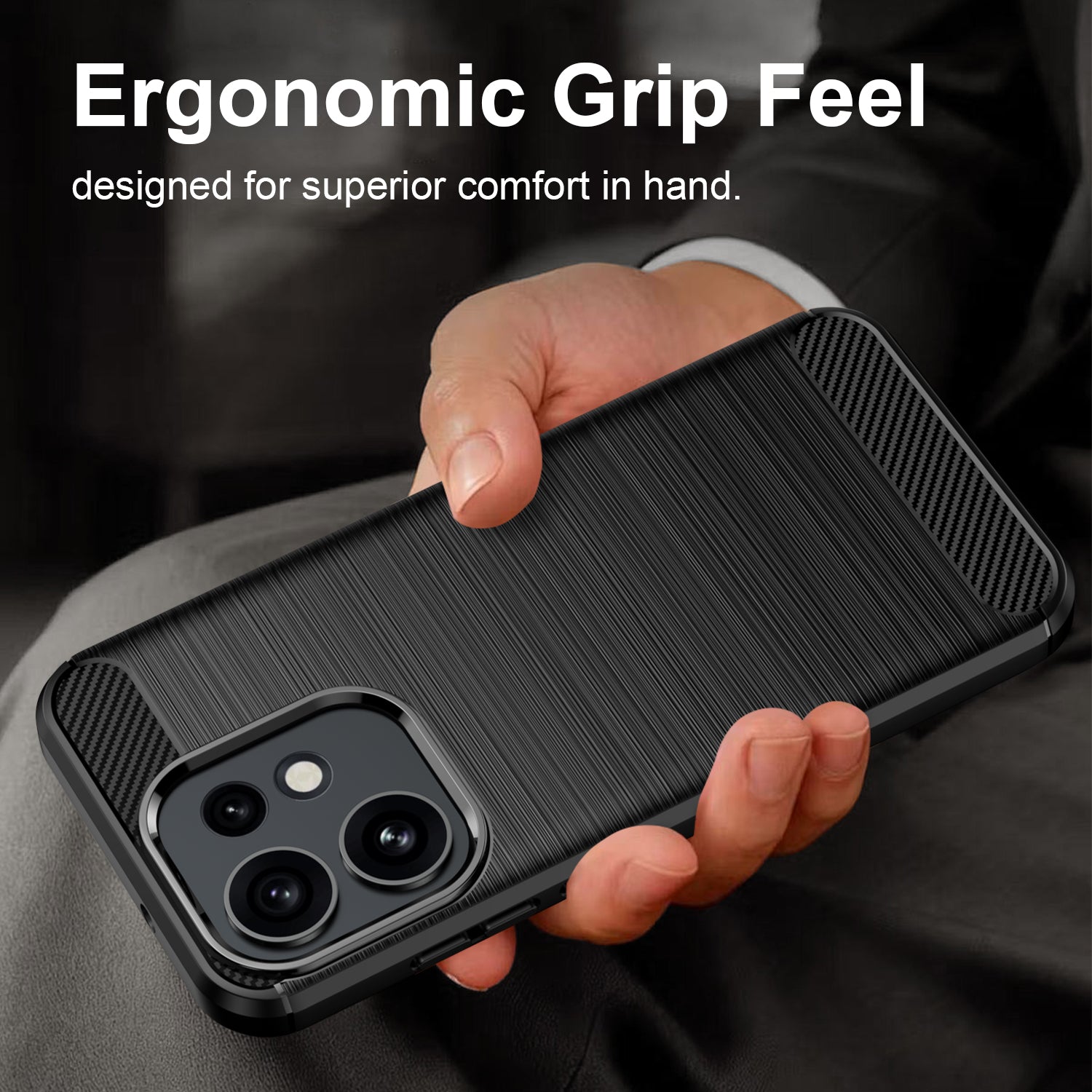 OPPO Reno16 / Reno16 Pro Carbon Fibre TPU Case Slim Shockproof Cover Black