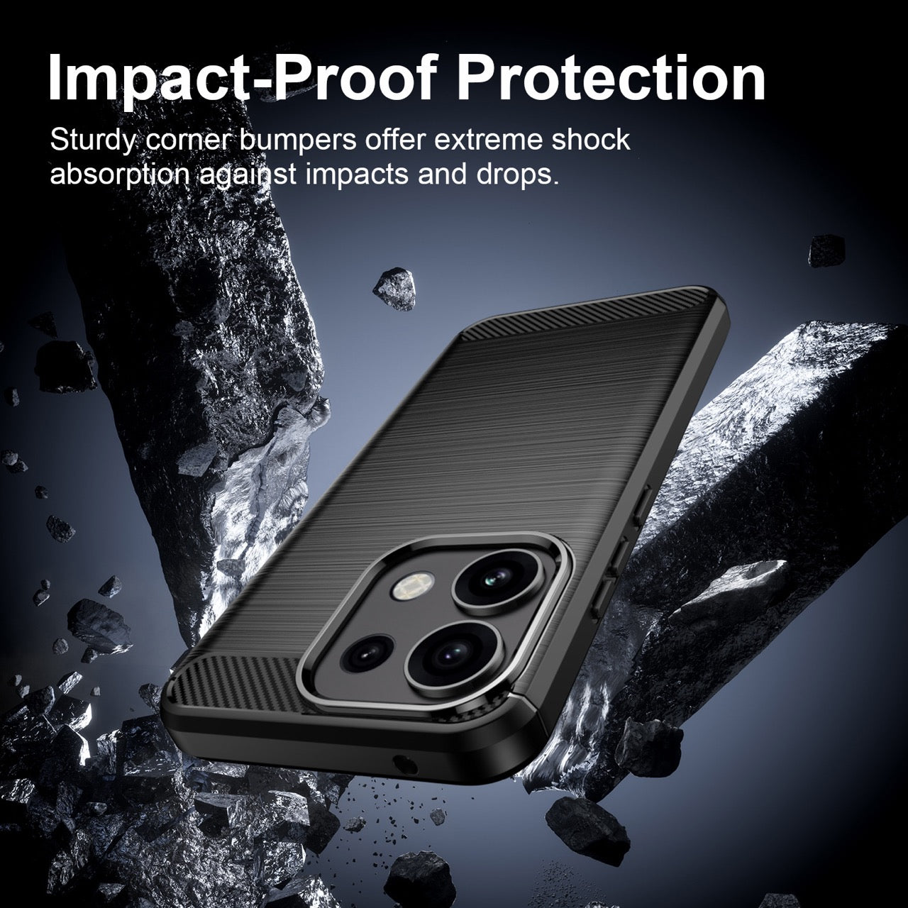 OPPO Reno16 F 5G Carbon Fibre TPU Case Slim Shockproof Cover Black