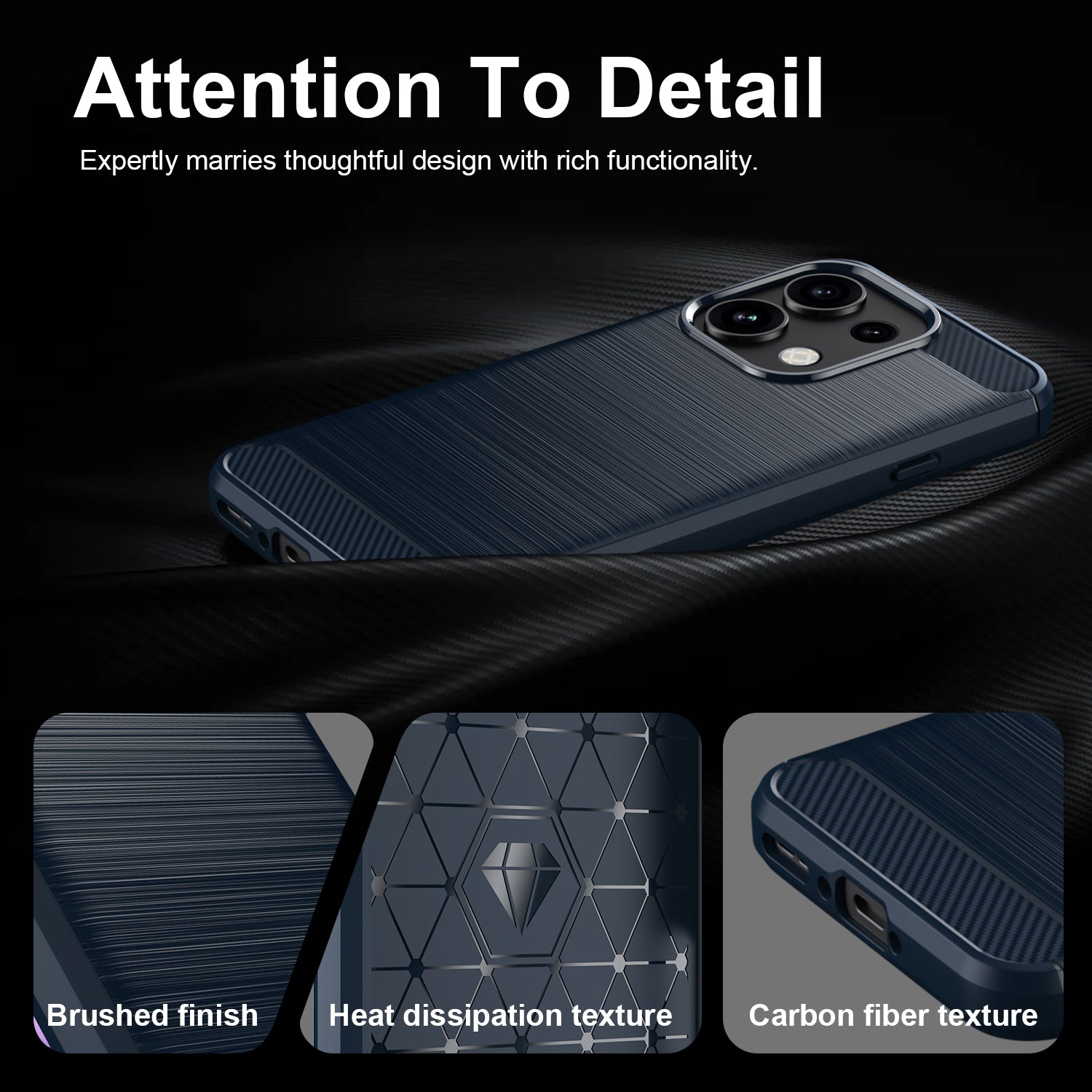 OPPO Reno16 F 5G Carbon Fibre TPU Case Slim Shockproof Cover Navy