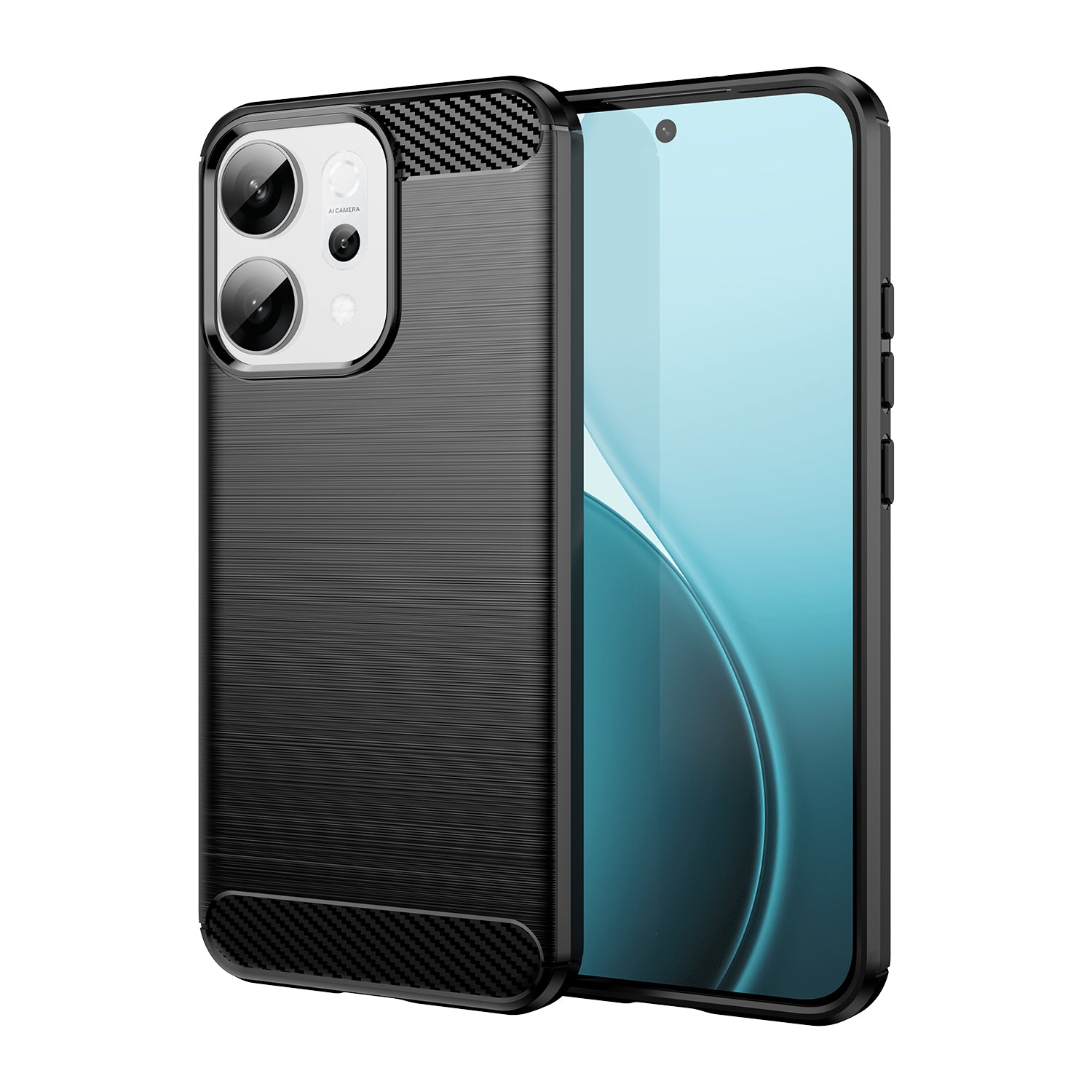 OPPO Reno14 Carbon Fibre TPU Case Slim Shockproof Cover Black