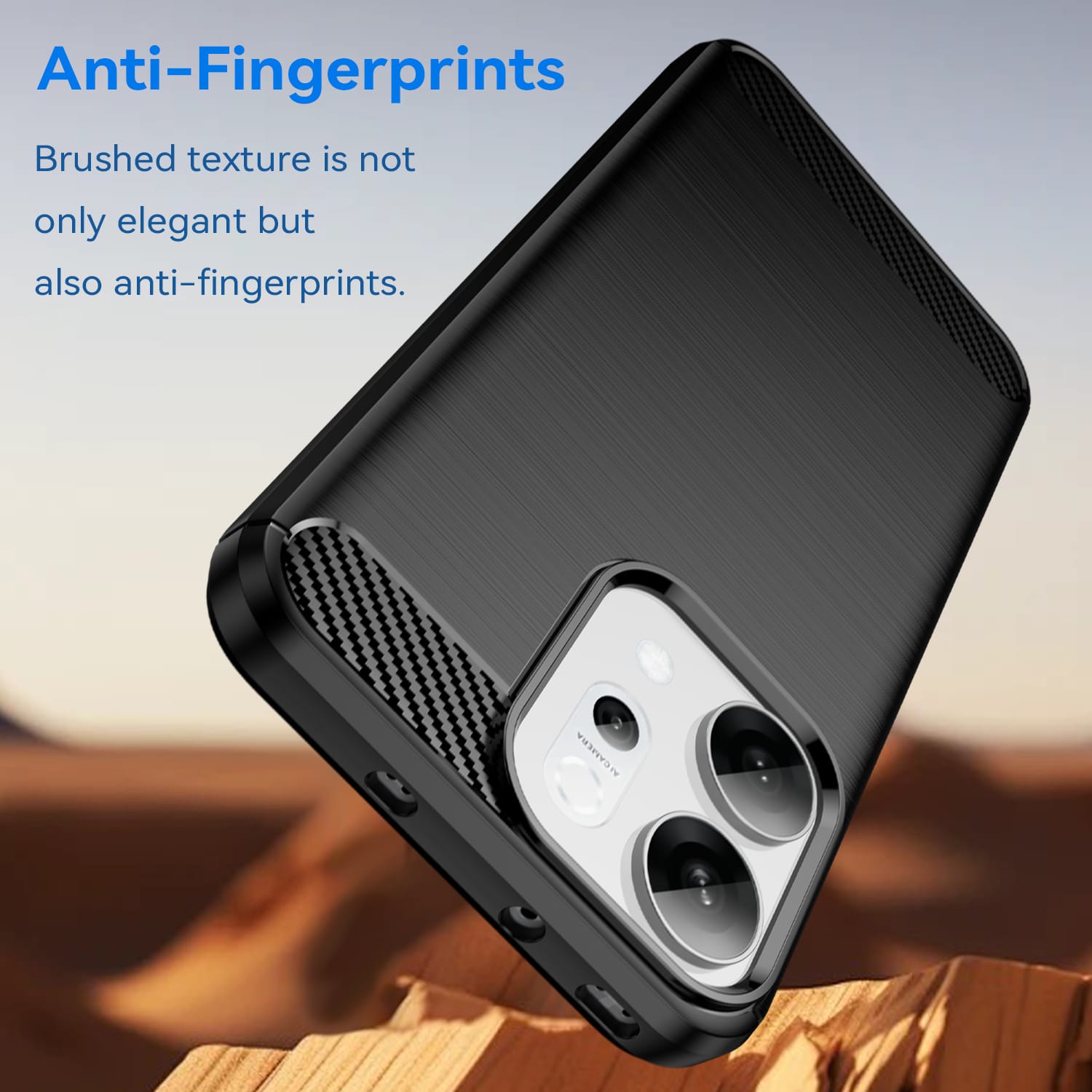 OPPO Reno14 Carbon Fibre TPU Case Slim Shockproof Cover Black
