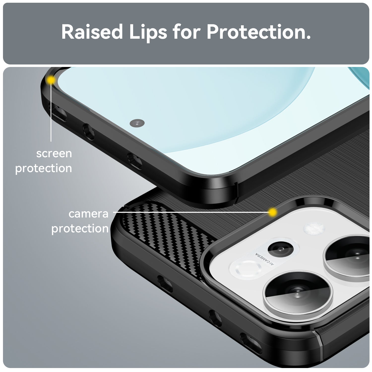 OPPO Reno14 Carbon Fibre TPU Case Slim Shockproof Cover Black