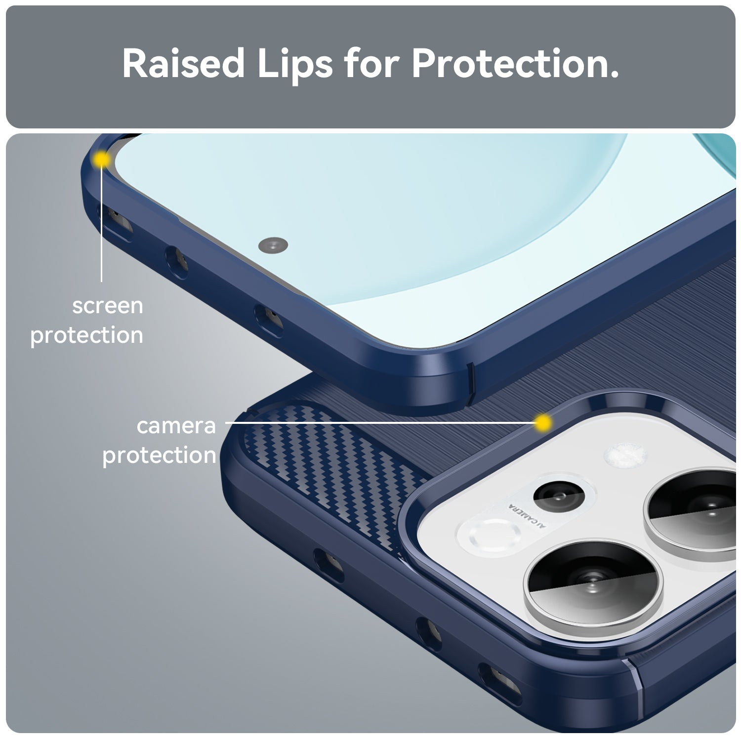 OPPO Reno14 Carbon Fibre TPU Case Slim Shockproof Cover Navy